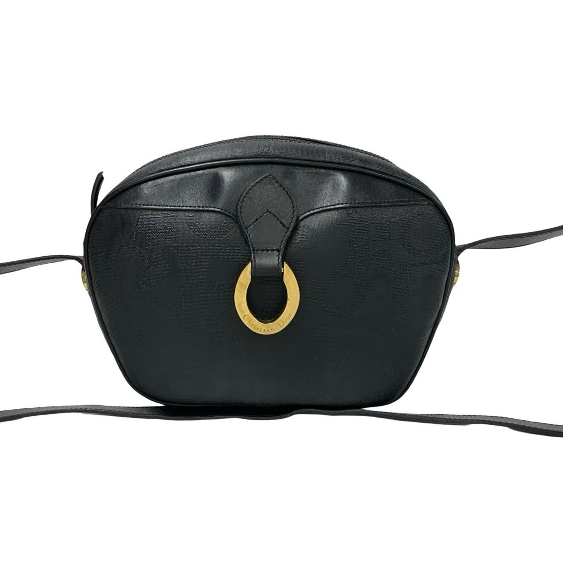 Christian Dior Black Leather Pvc Pochette Shoulder Bag  