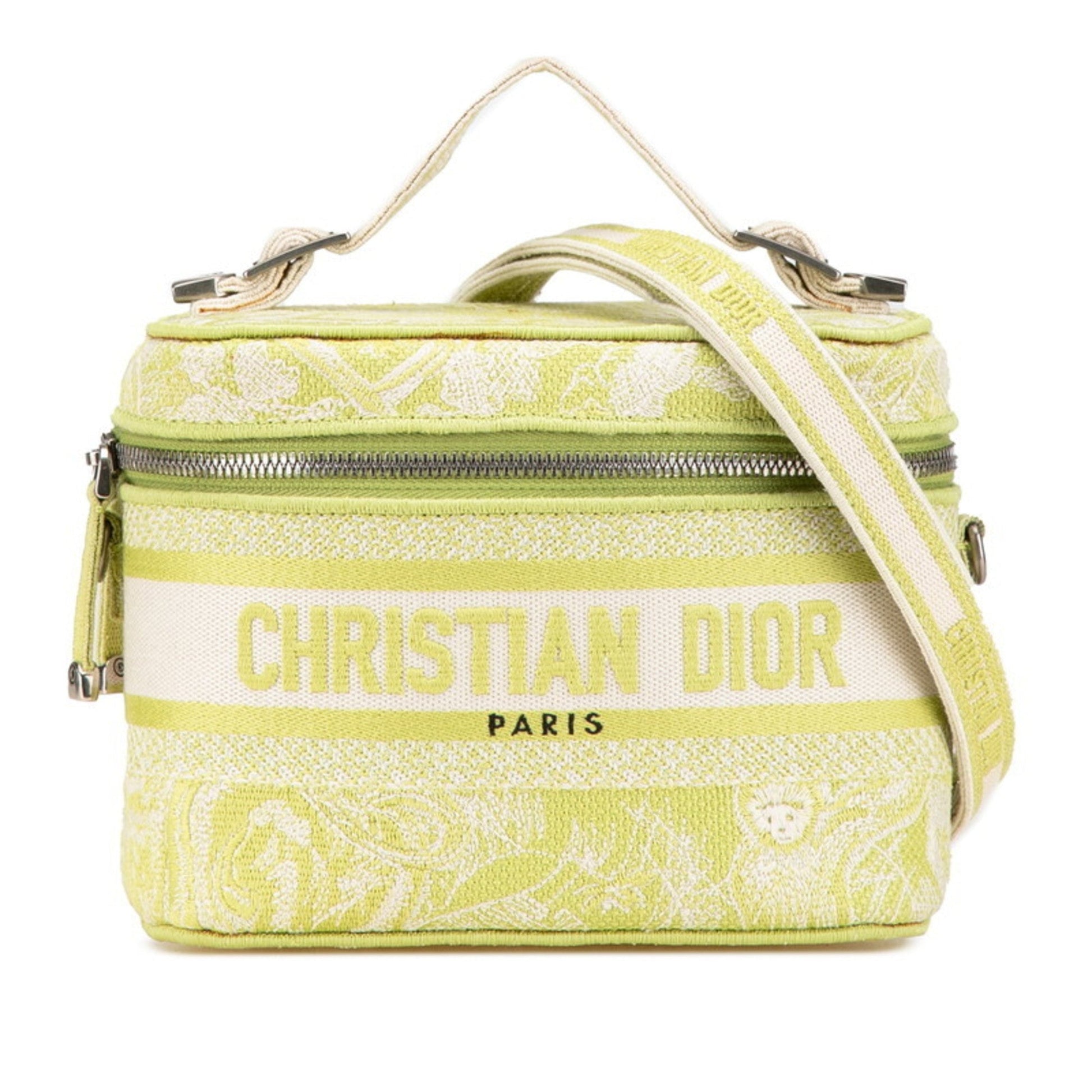 Christian Dior Green Jacquard Handbag Shoulder Bag Vanity Bag  