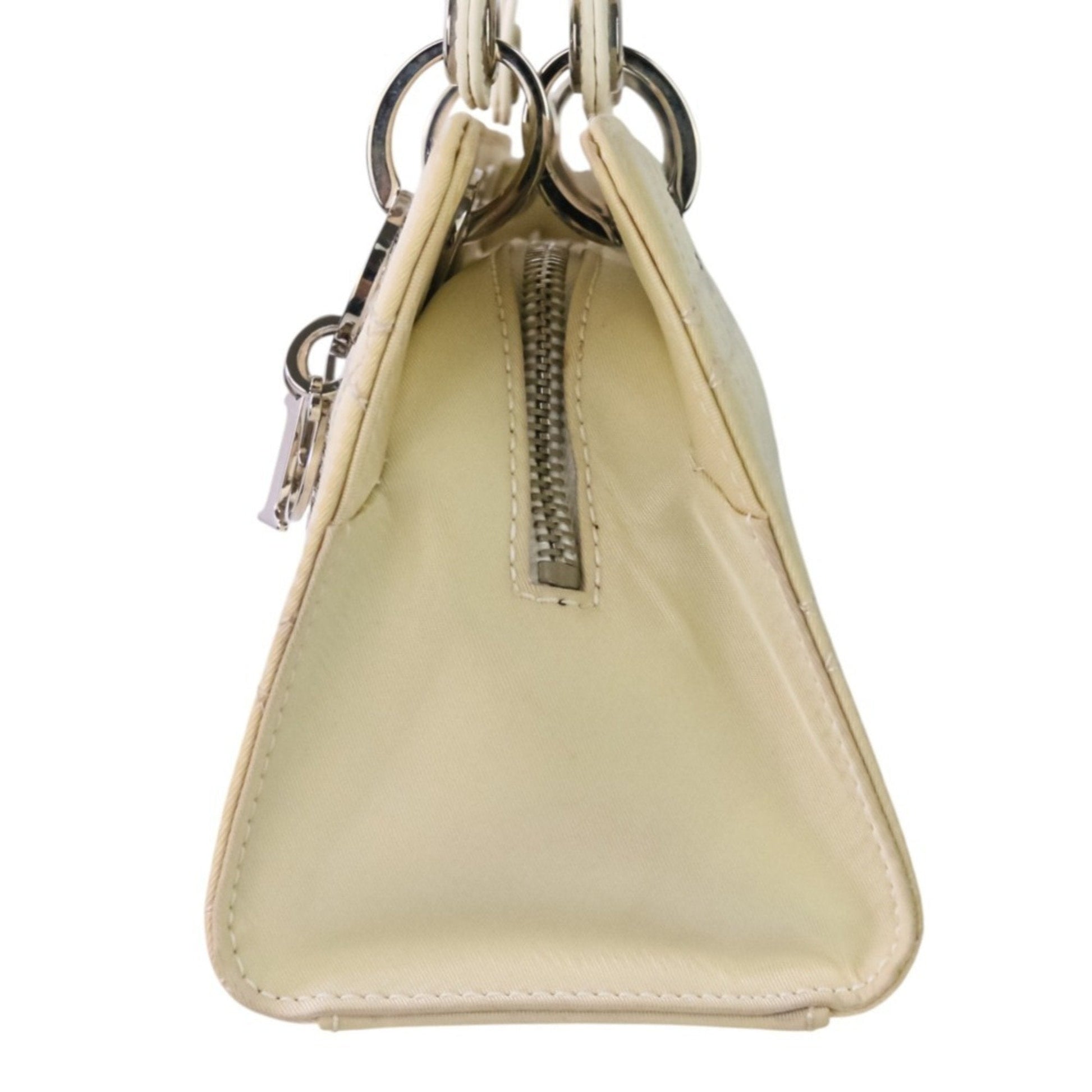 Christian Dior Off-White Nylon Leather Handbag  