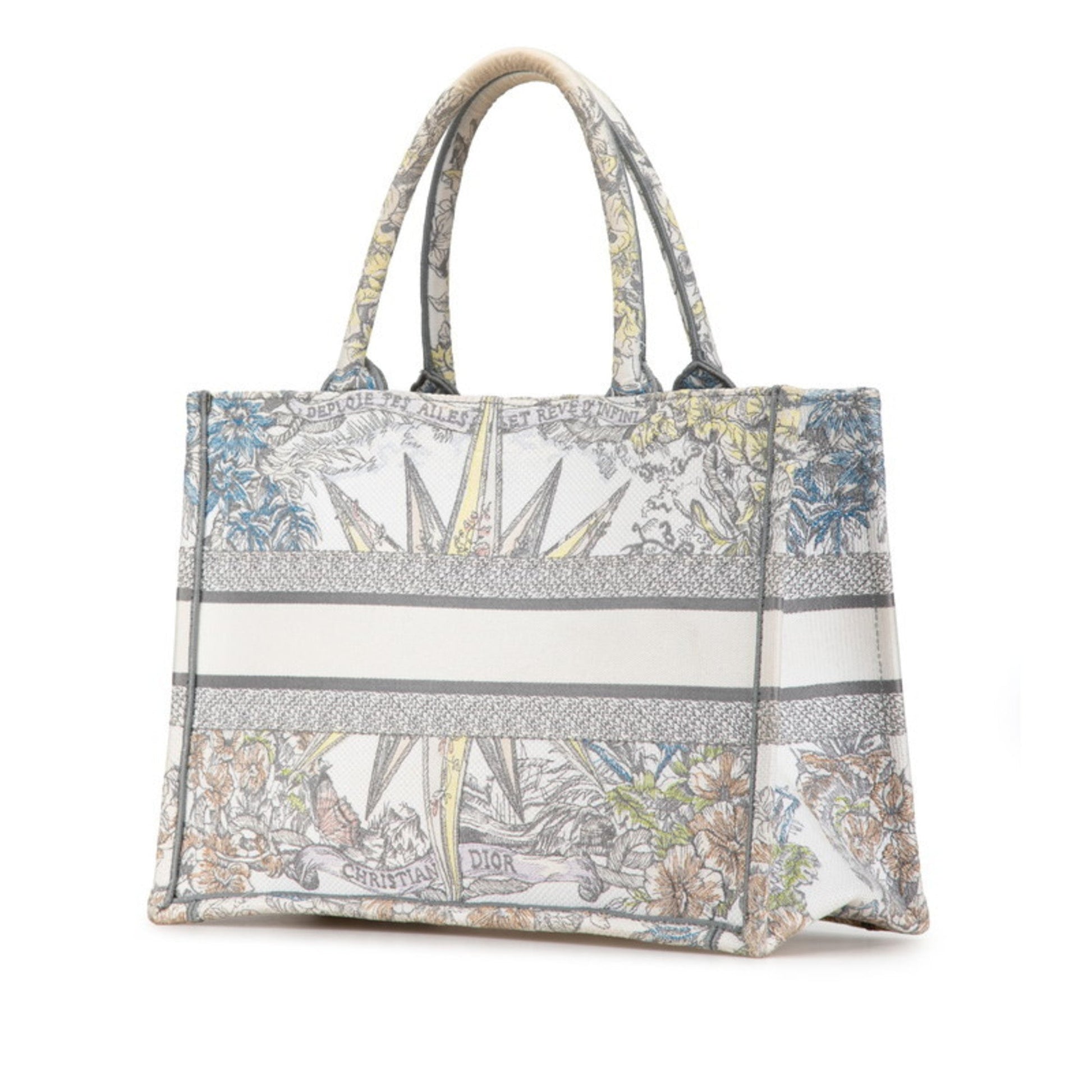 Christian Dior Multi-Color White Jacquard Tote Bag  