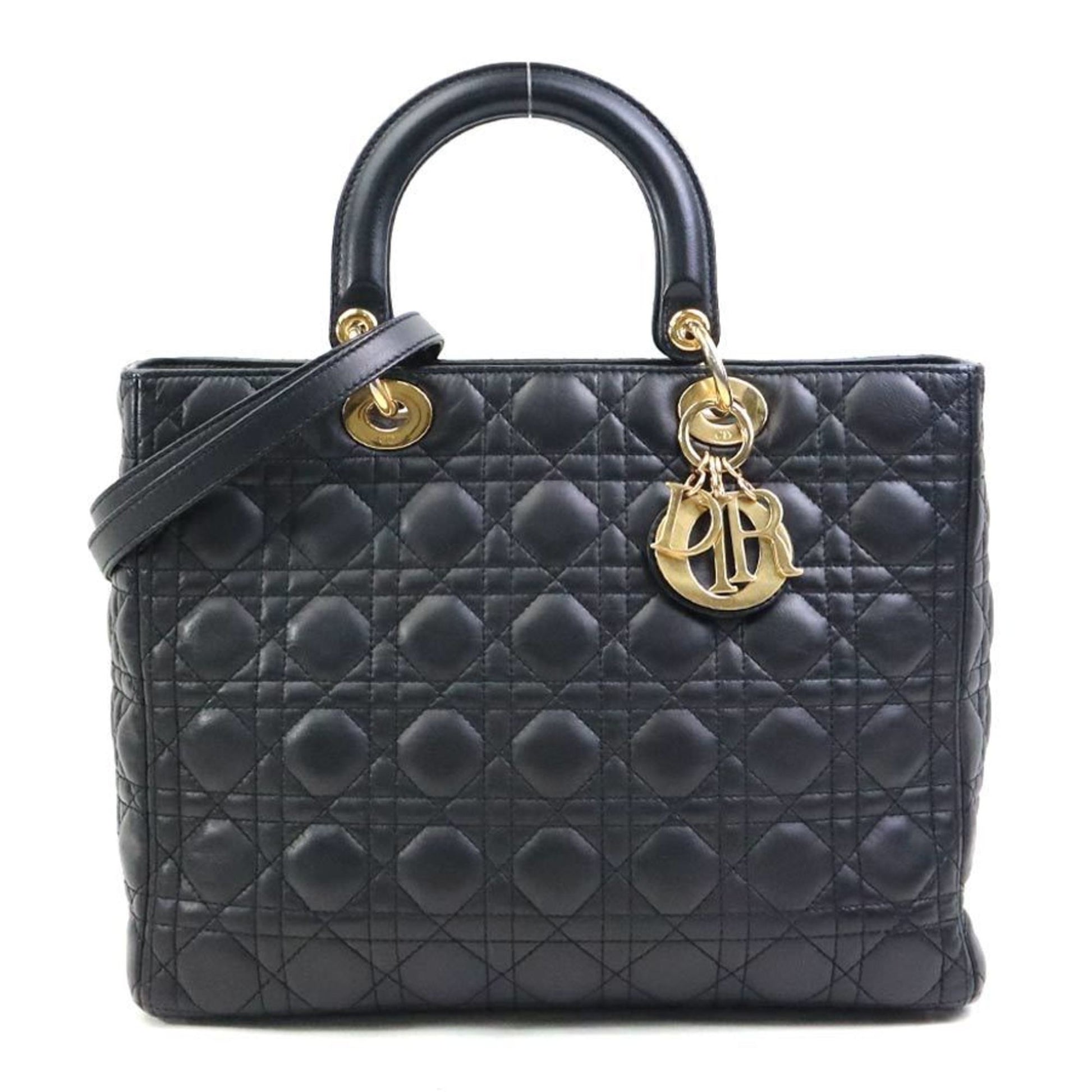 Christian Dior Black Leather Handbag Shoulder Bag  