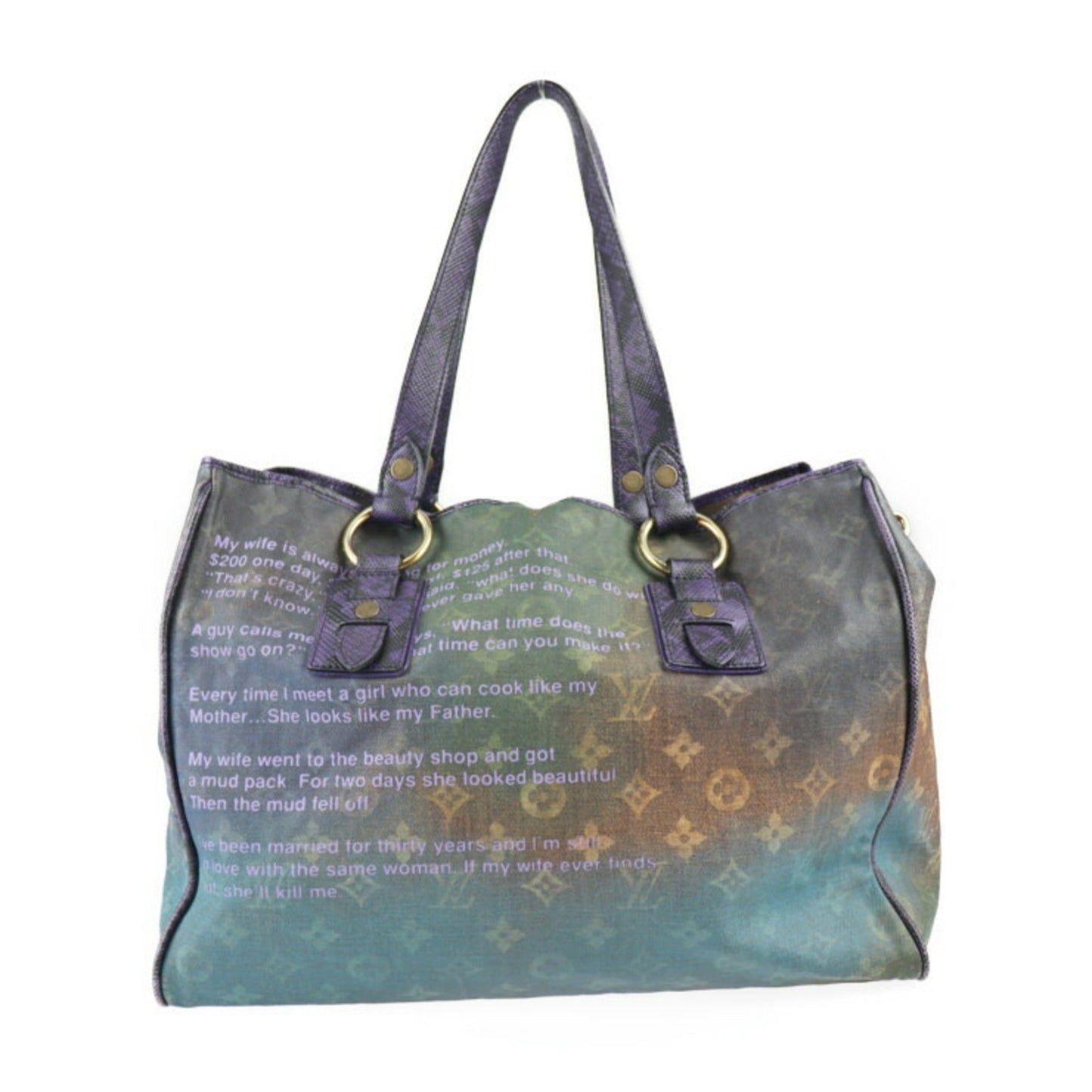 LOUIS VUITTON Heartbreak Monogram Jokes Tote Bag M95740 Coated Canvas Leather Purple Series Blue Multicolor Shoulder