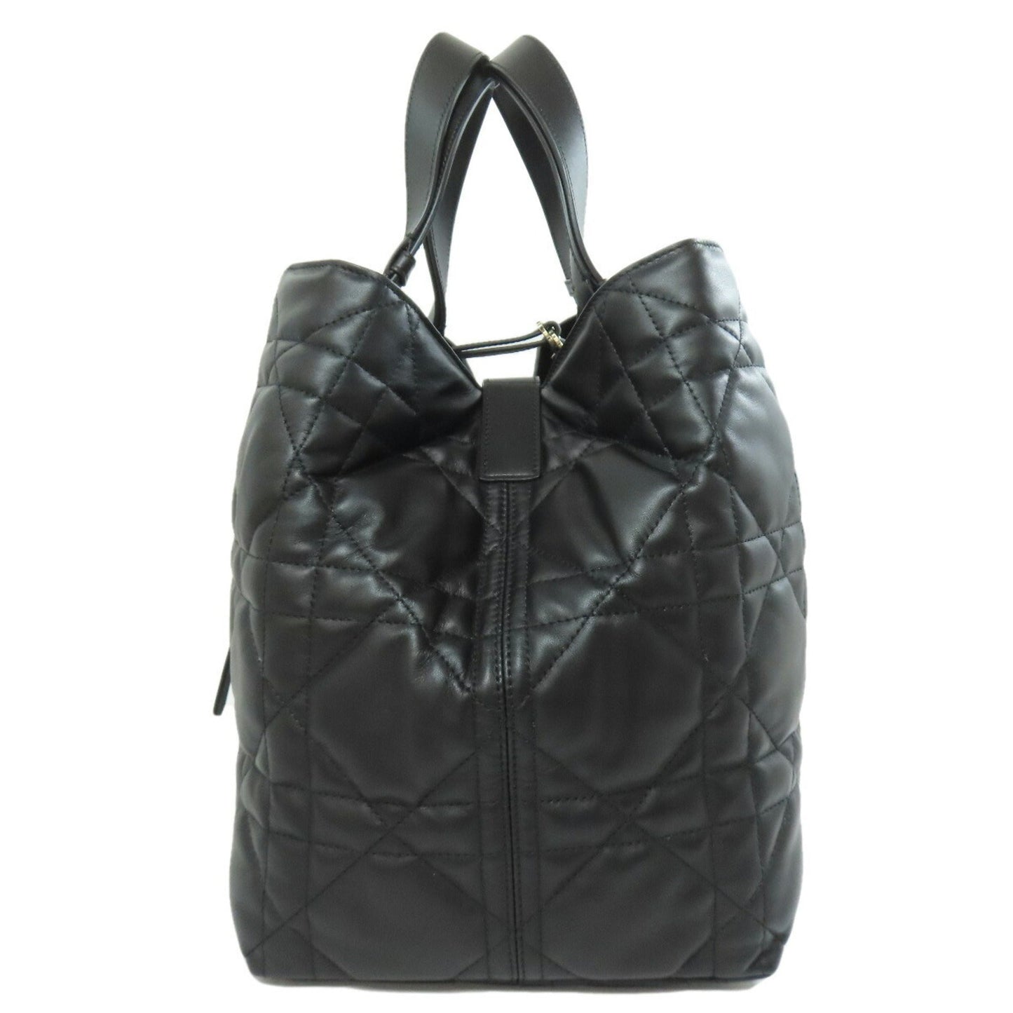 Christian Dior Lady Dior Black Leather Tote Bag  