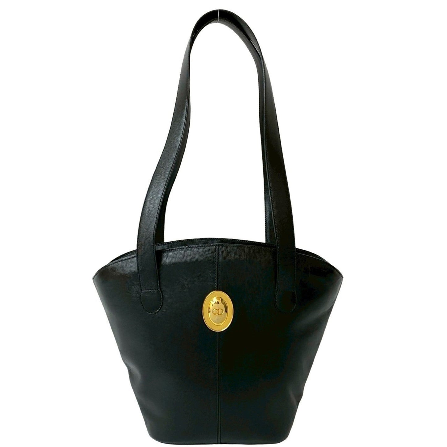 Christian Dior Black Leather Shoulder Bag Tote Bag  