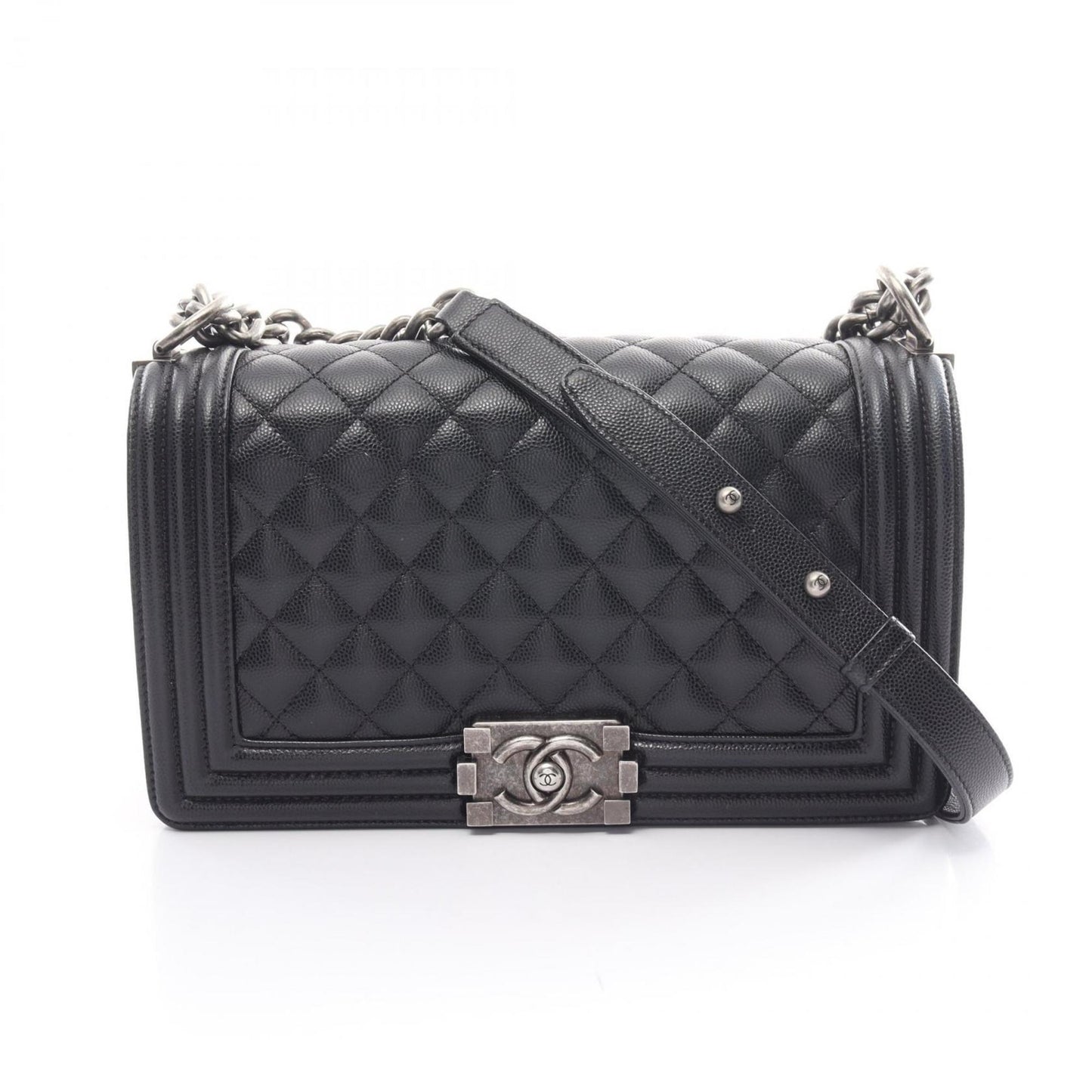 CHANEL Boy Chanel Matelasse Shoulder Bag Caviar Skin Women s Black A67086