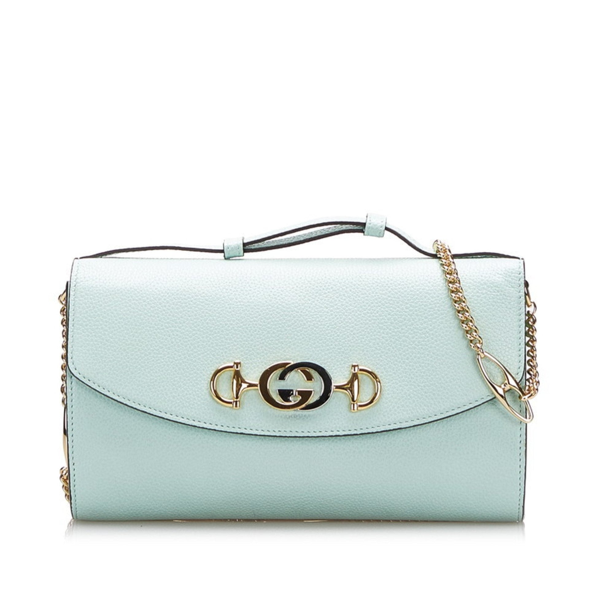 Gucci Green Leather Chain Shoulder Bag