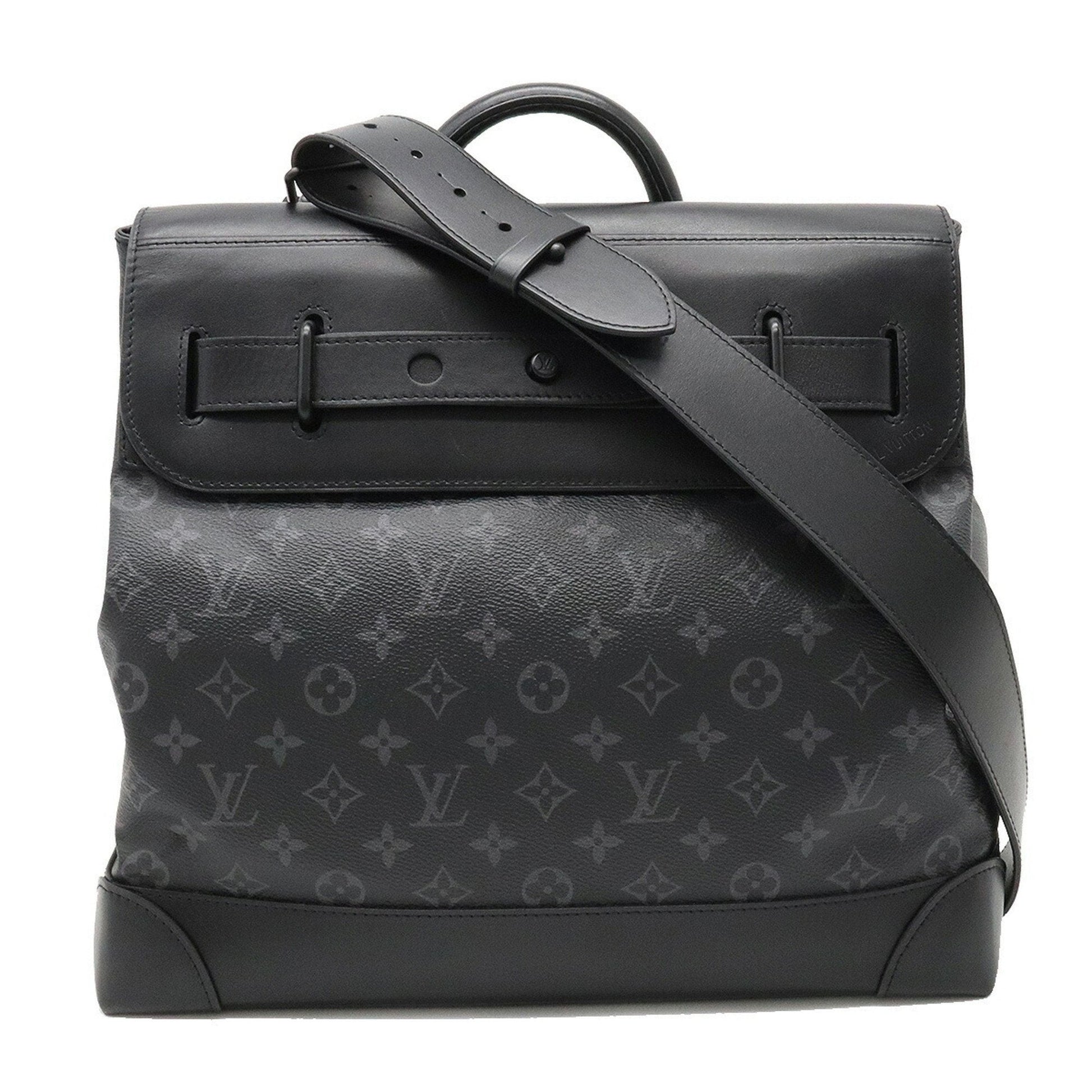 LOUIS VUITTON Monogram Eclipse Steamer PM Handbag Shoulder Bag Leather