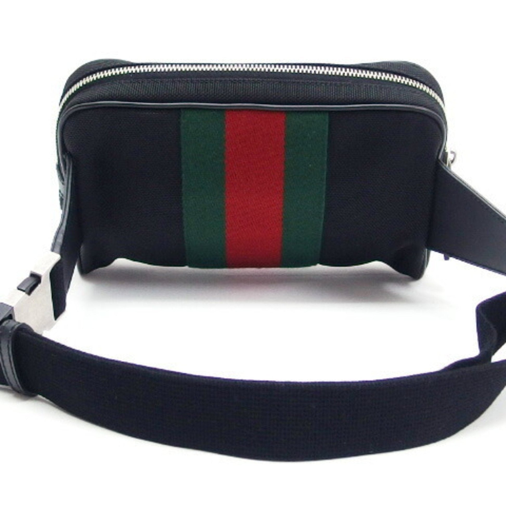 Gucci Sherry Line Black Leather Canvas Handbag