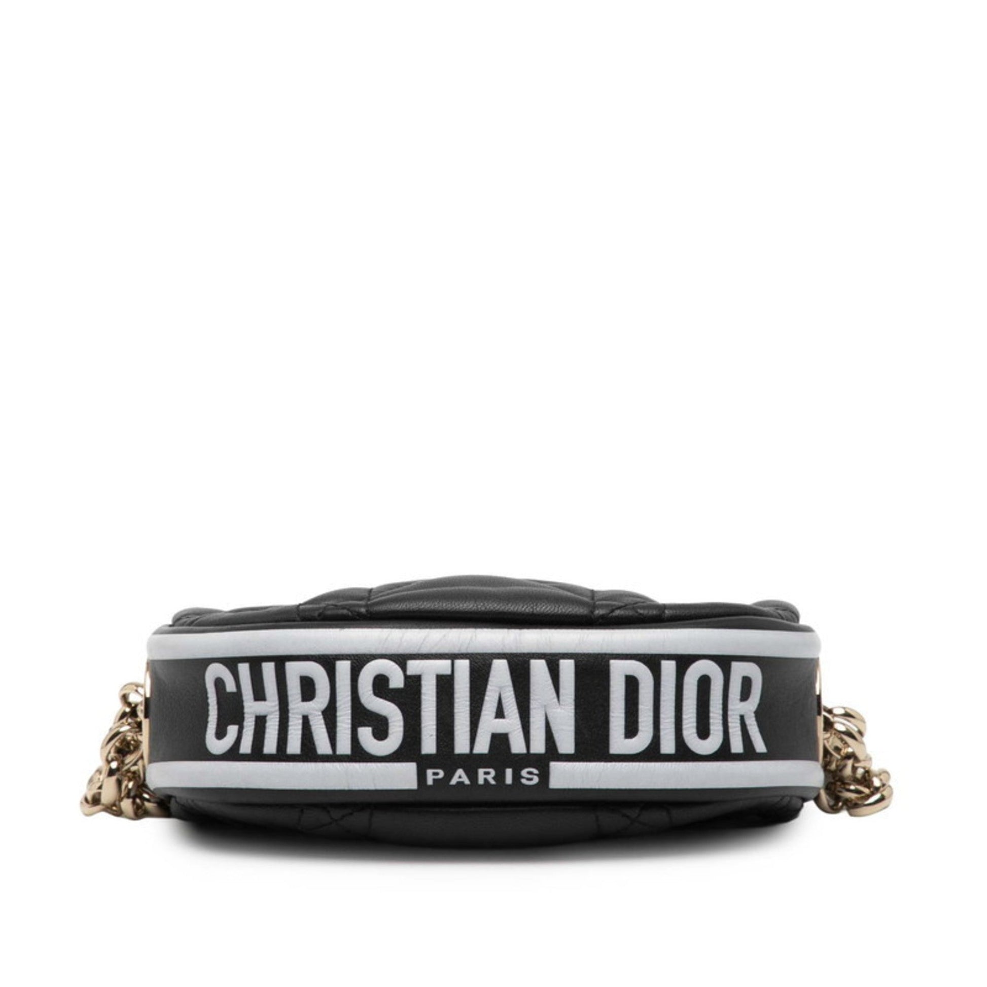 Christian Dior Black White Leather Handbag Shoulder Bag  