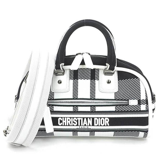 Christian Dior Black White Canvas Handbag Shoulder Bag  