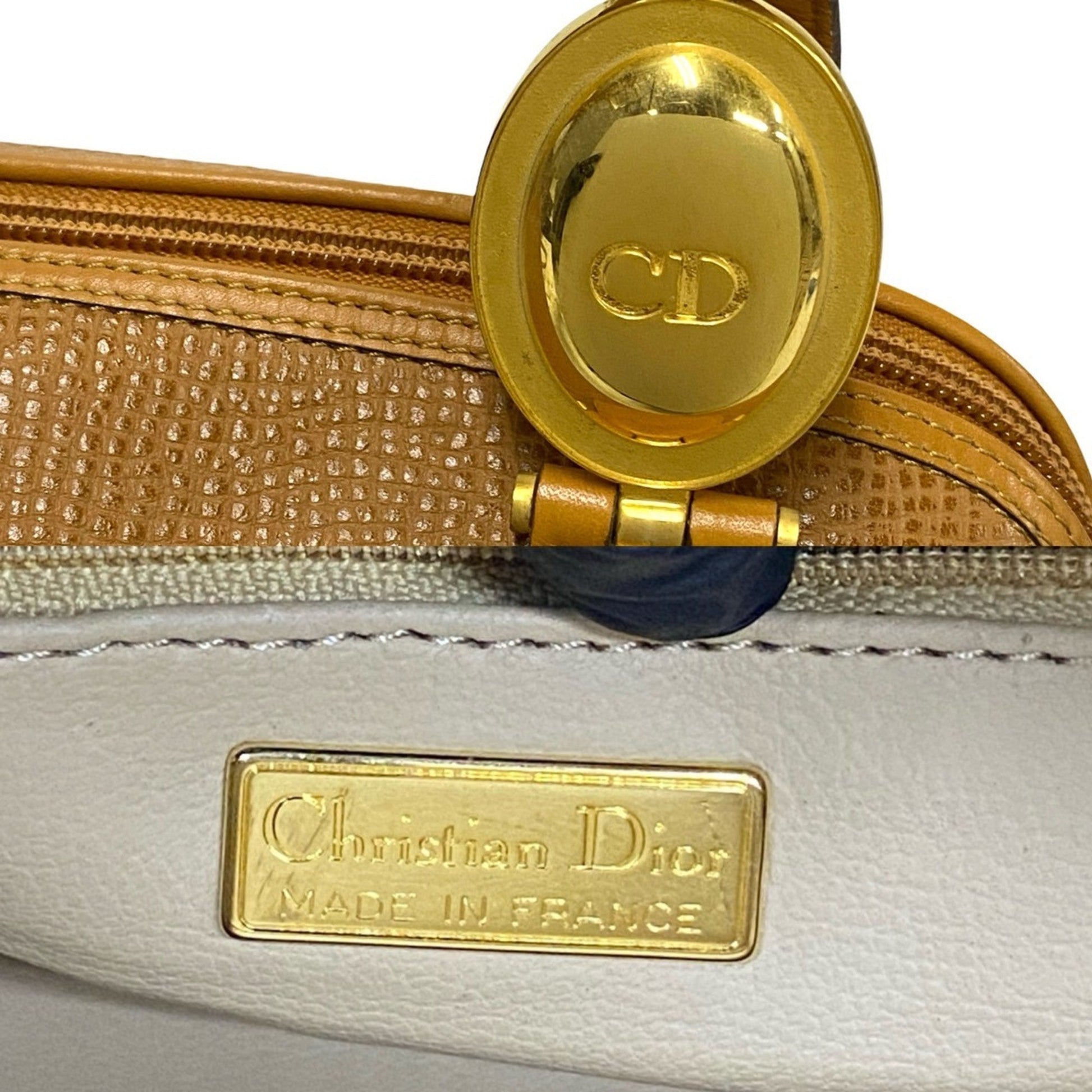 Christian Dior Brown Leather Boston Bag Handbag  