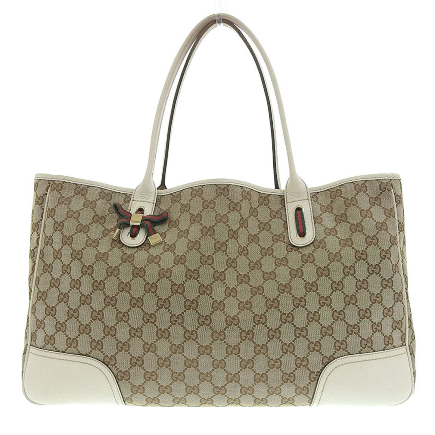 Gucci Sherry Line Brown Leather Canvas Tote