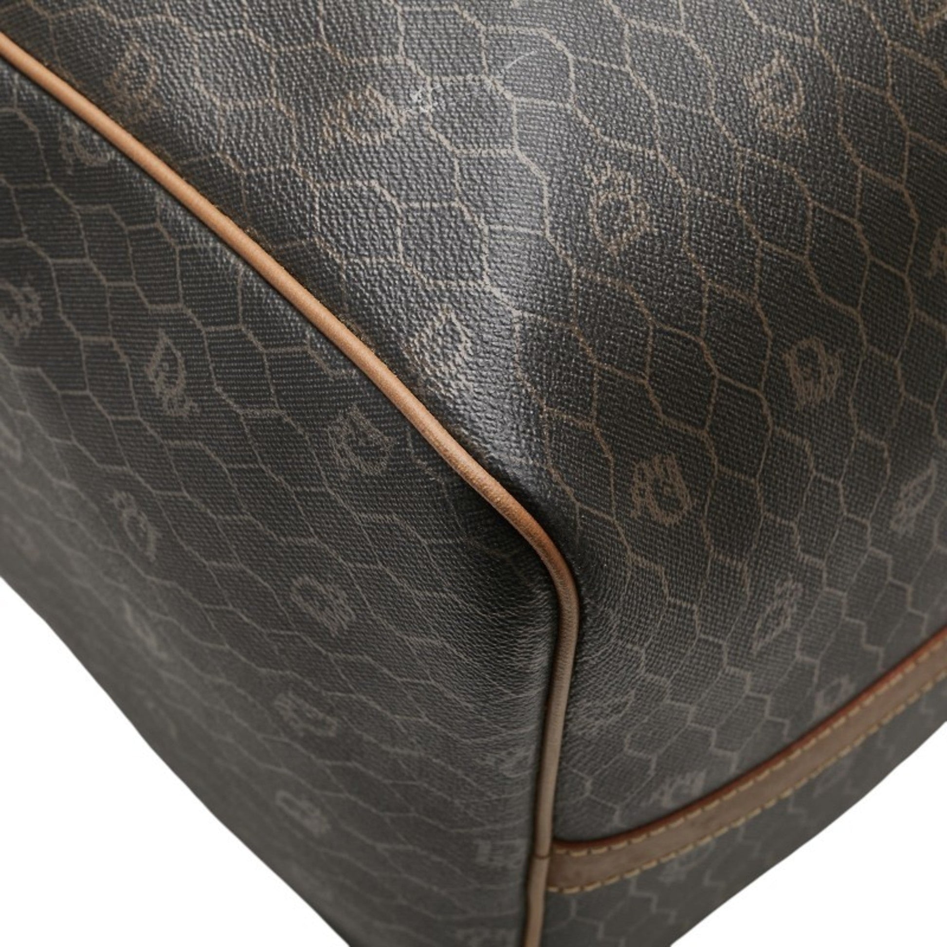 Christian Dior Black Brown Pvc Leather Boston Bag  