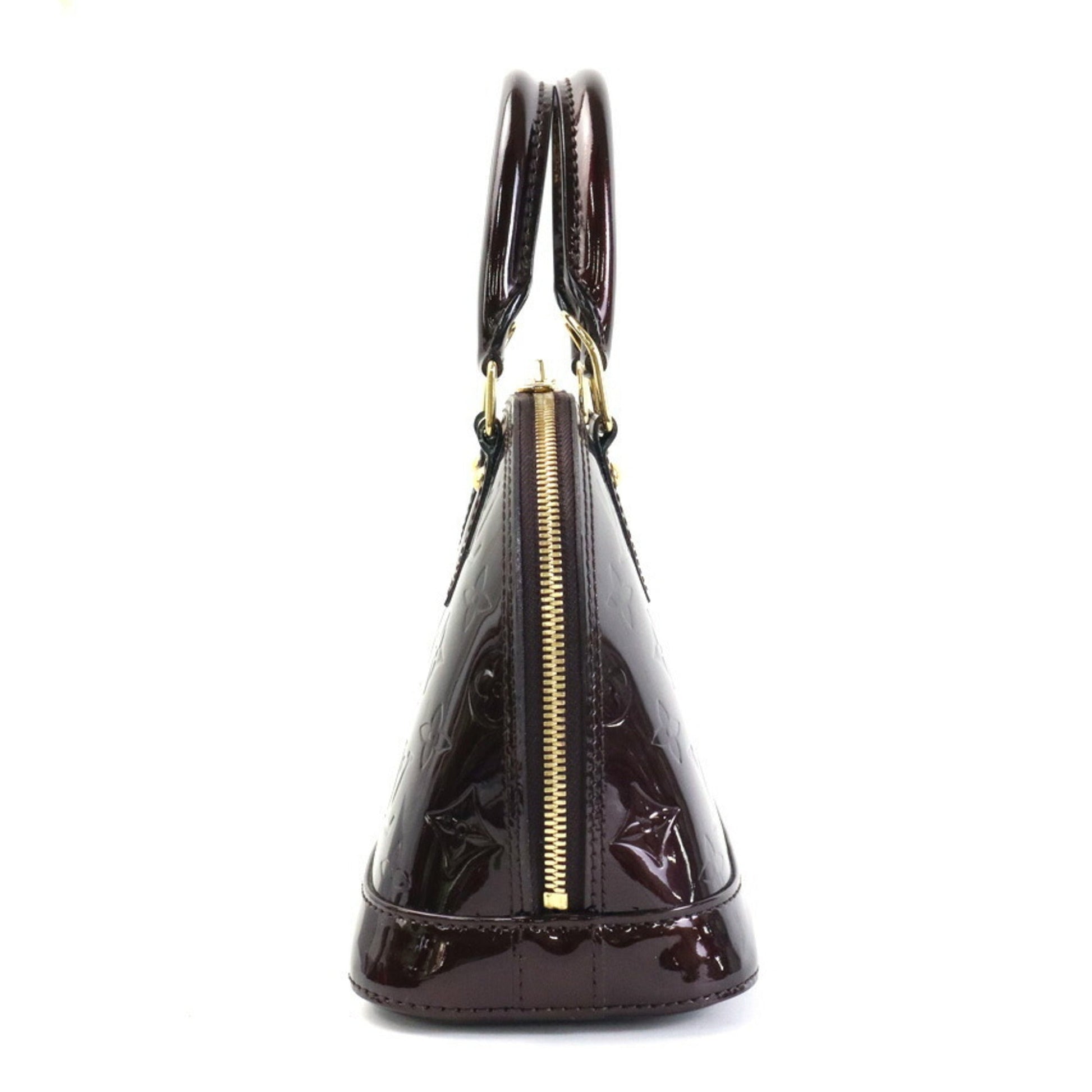LOUIS VUITTON Handbag Crossbody Shoulder Bag Monogram Vernis Alma BB Patent Leather Amaranto Gold Women's