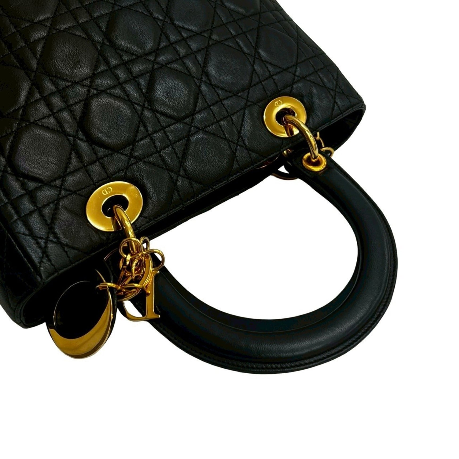 Christian Dior Black Leather Handbag Tote Bag  