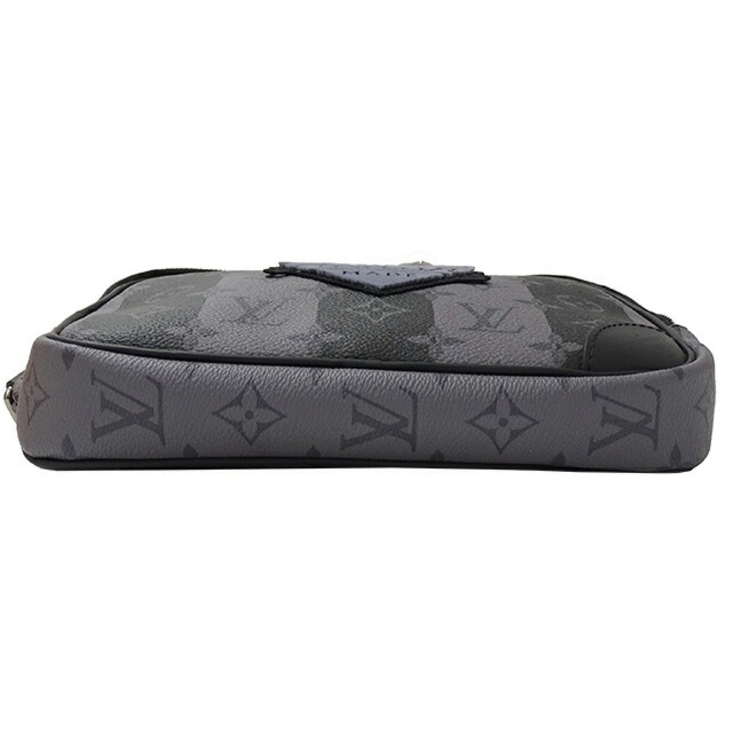 LOUIS VUITTON Bag Monogram Stripe Eclipse Men's Body Waist Modular Sling Black Gray IC Chip Hip
