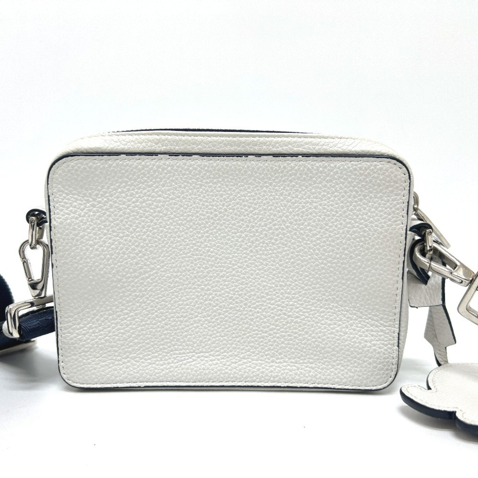 Christian Dior Navy White Leather Shoulder Bag  