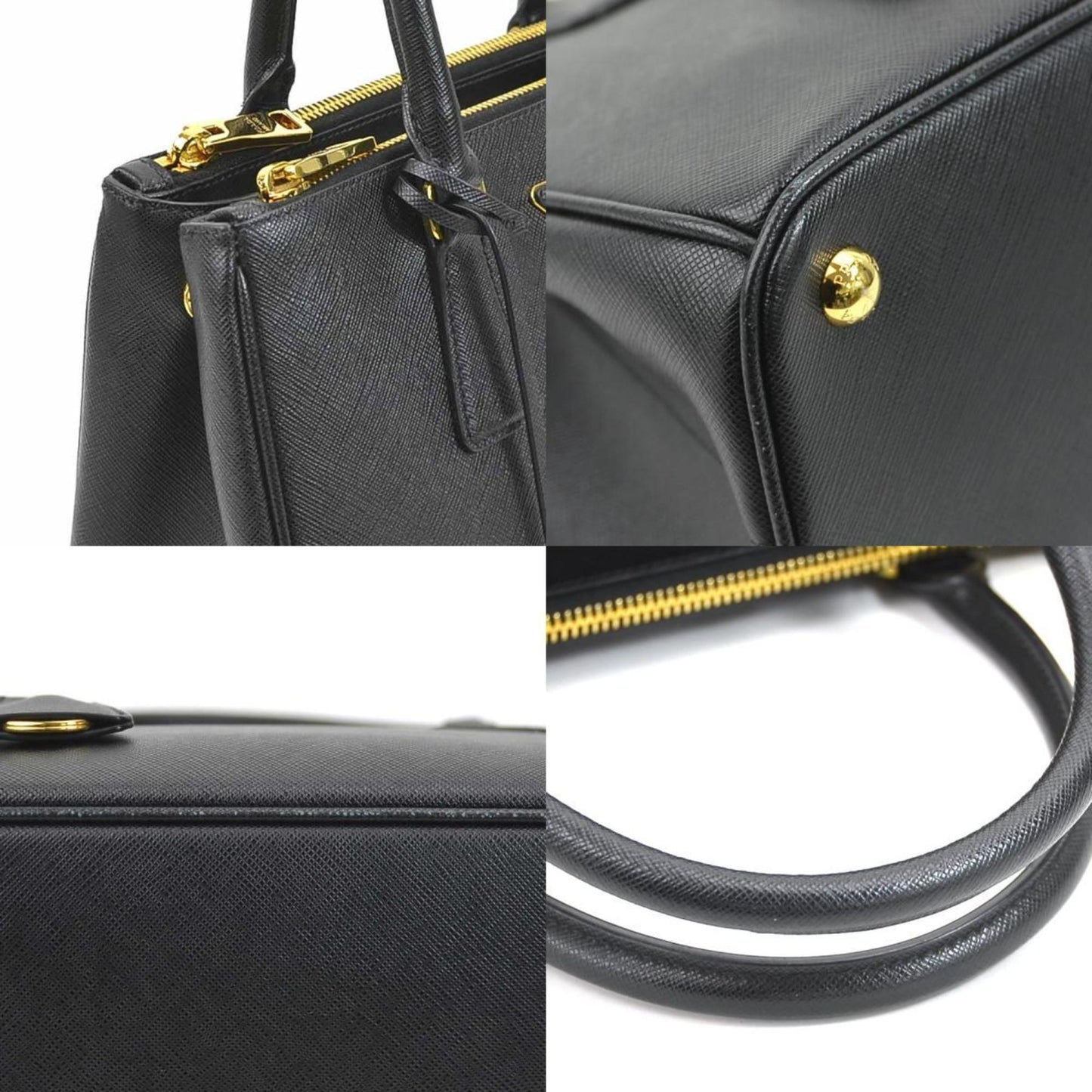 Prada handBag shoulder Bag SAFFIANO LUX calf black ladies