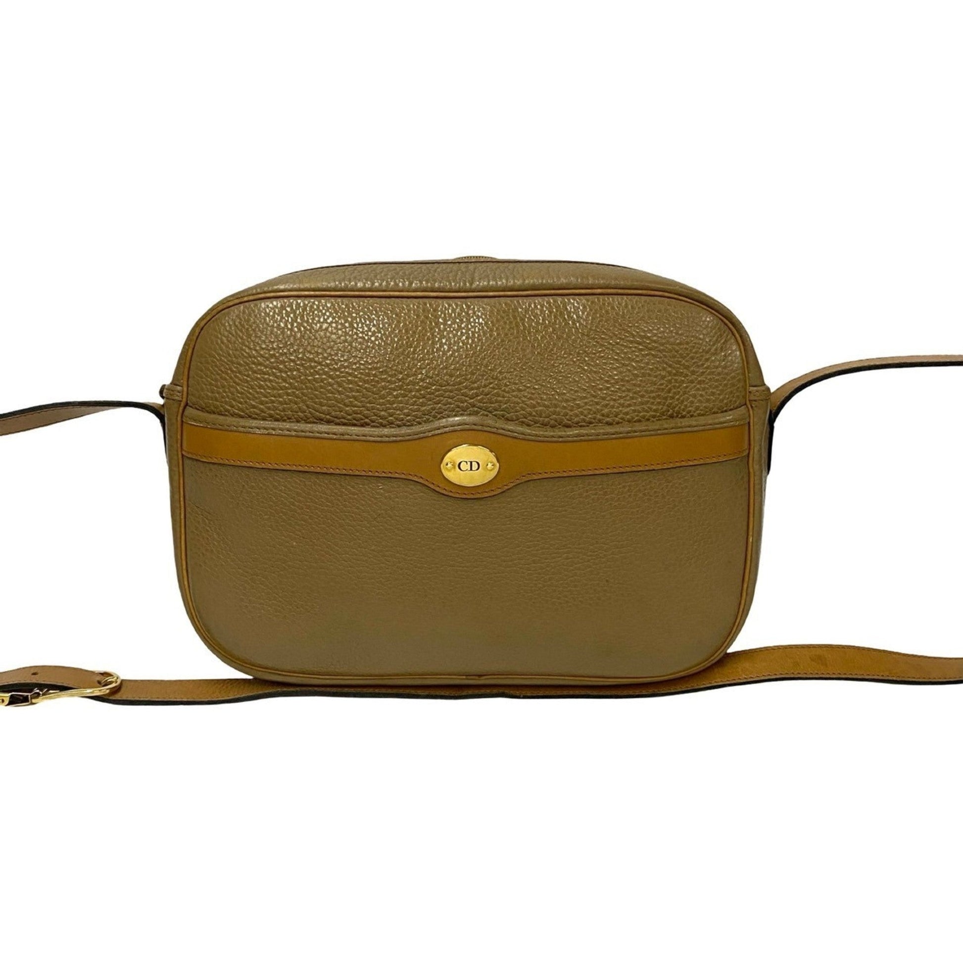 Christian Dior Beige Brown Leather Pochette Shoulder Bag  
