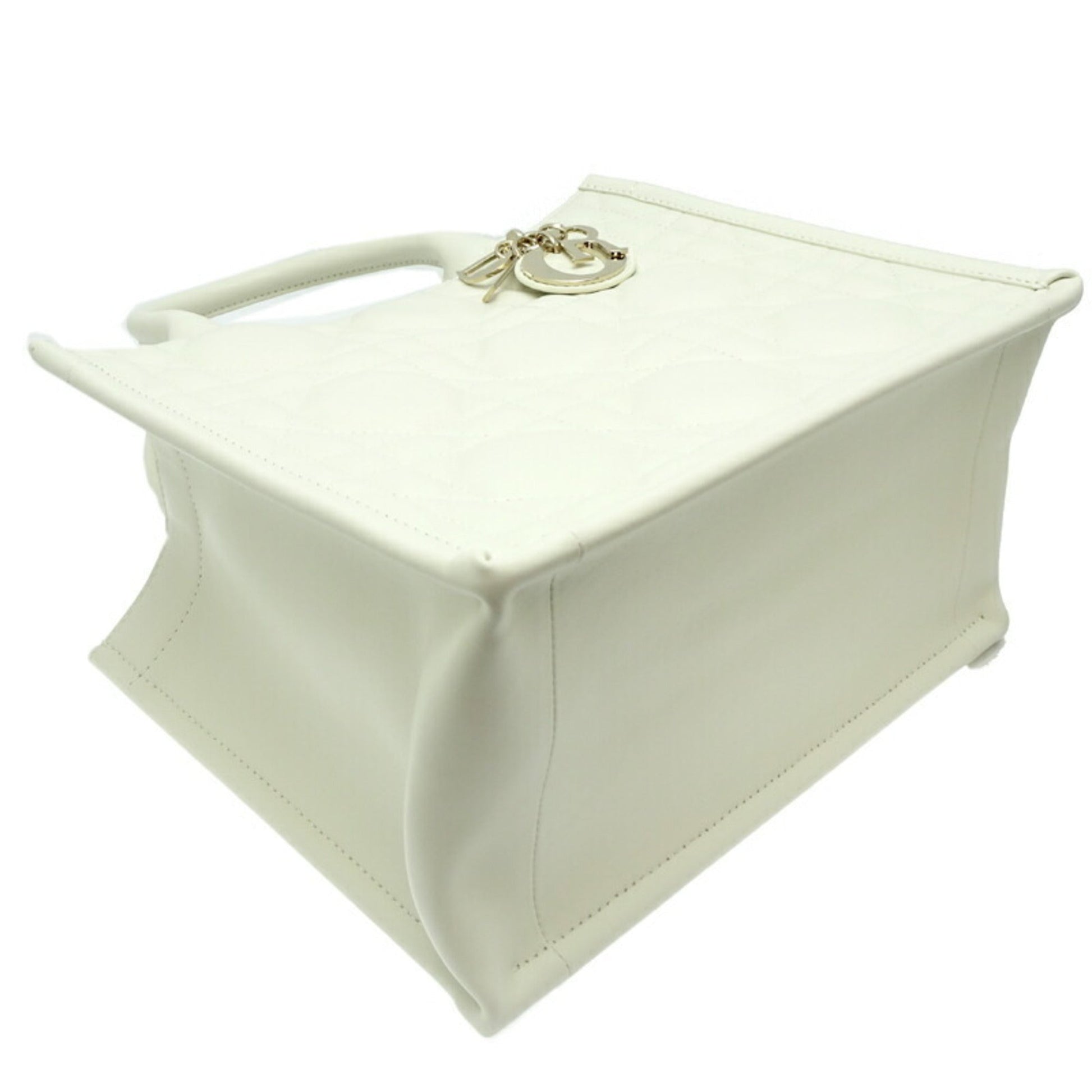 Christian Dior White Leather Tote Bag  