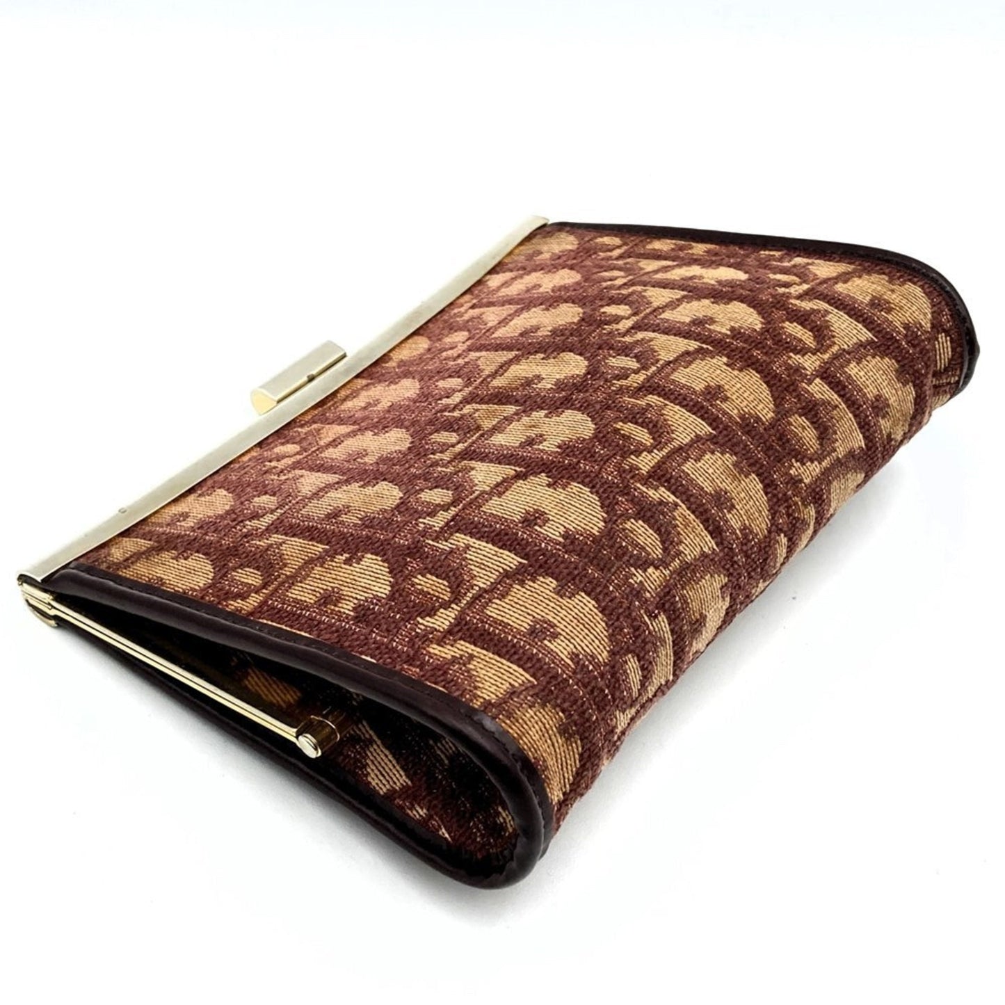 Christian Dior Beige Red Color Canvas Pouch  