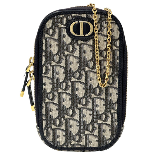 Christian Dior Beige Navy Jacquard Shoulder Bag  