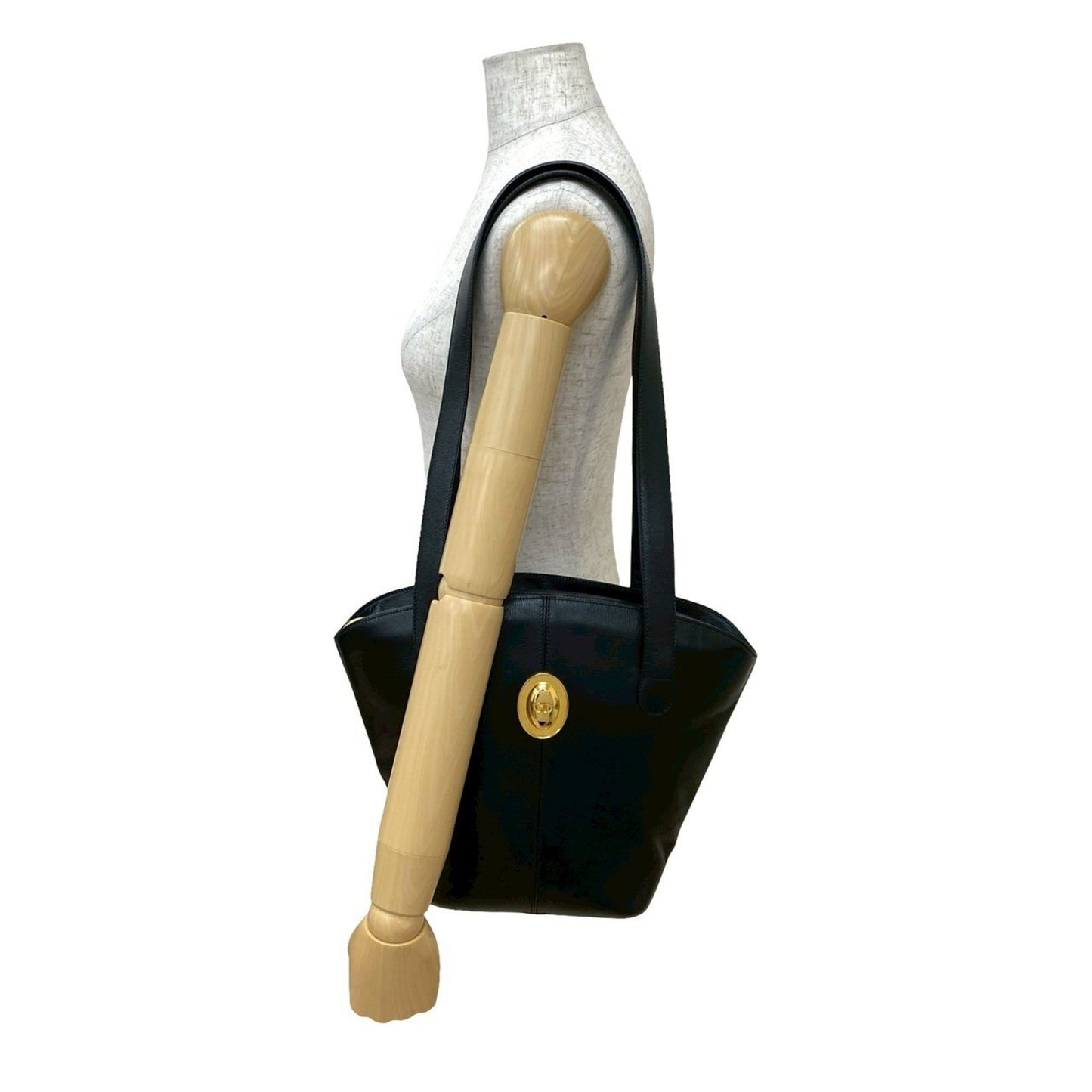Christian Dior Black Leather Shoulder Bag Tote Bag  