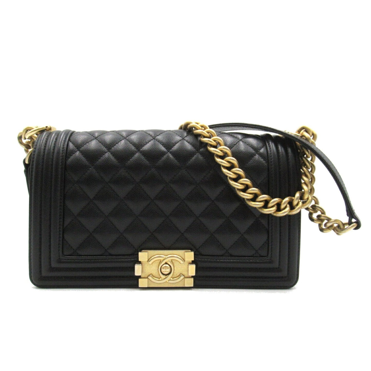 CHANEL Boy Chanel Chain Shoulder 2way Bag Caviar Skin Grained Calf Women s Black