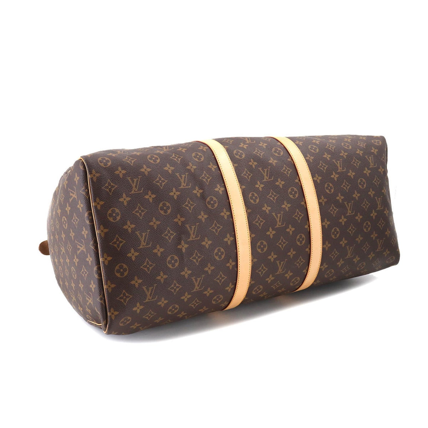 LOUIS VUITTON Monogram Keepall 60 Boston Bag Brown Gold Hardware