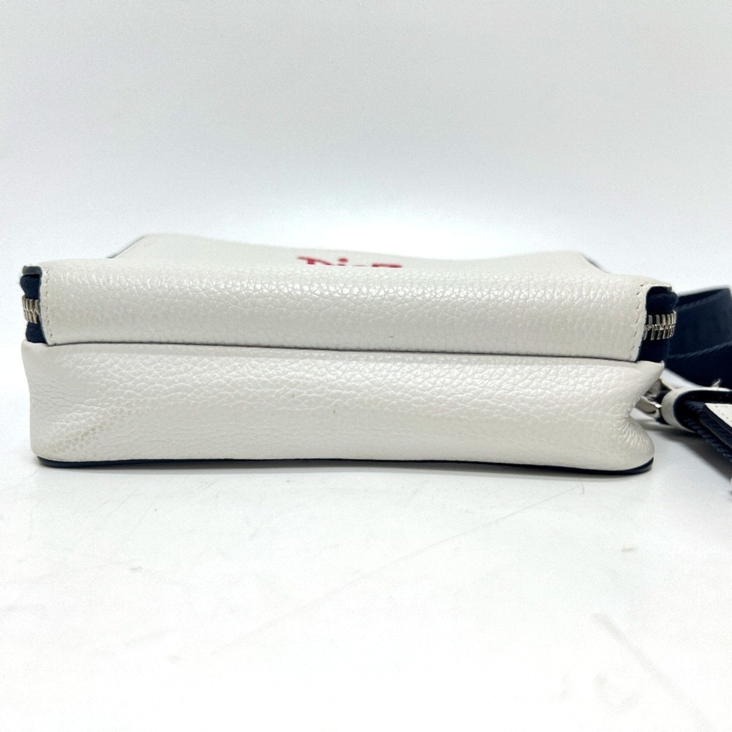 Christian Dior Navy White Leather Shoulder Bag  