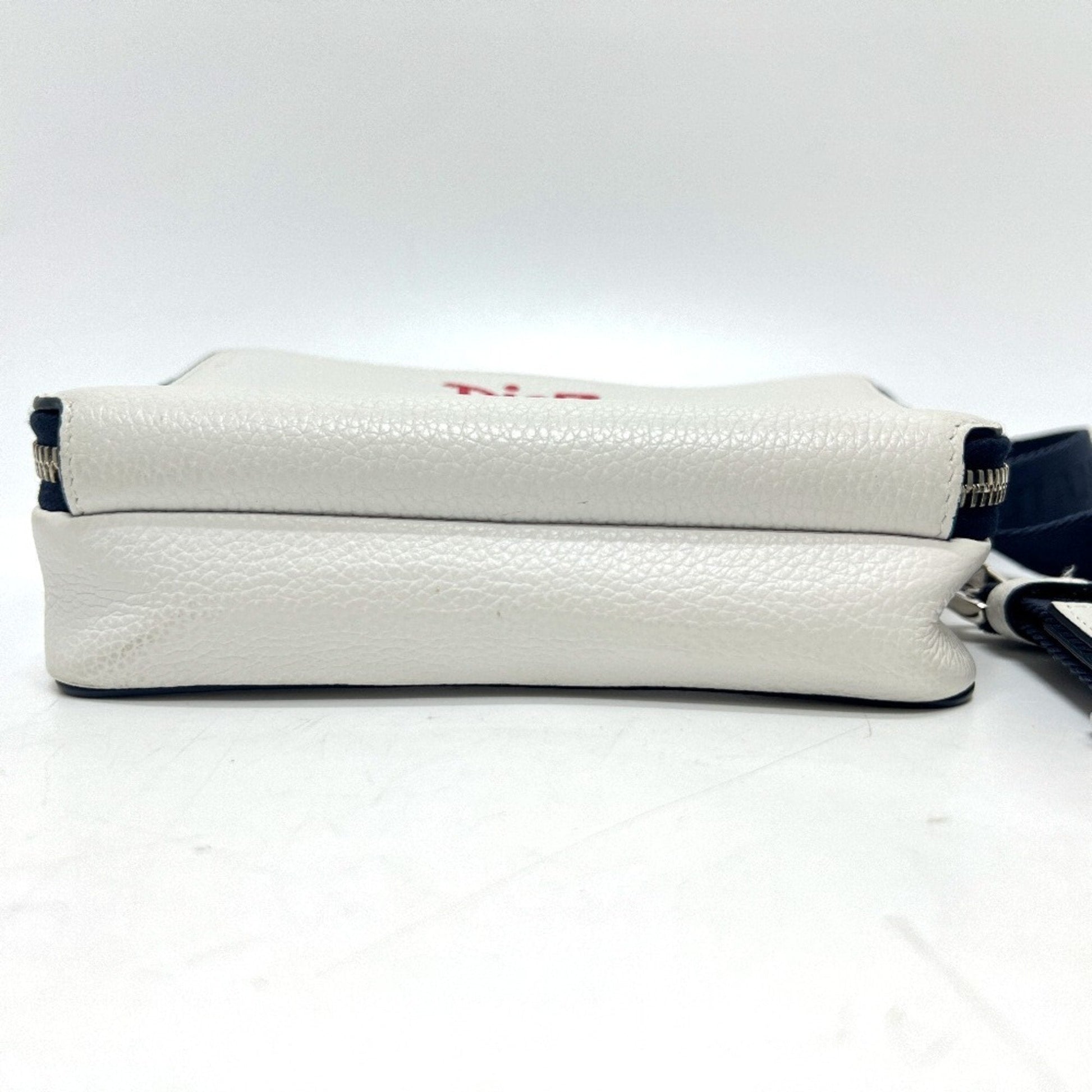 Christian Dior Navy White Leather Shoulder Bag  