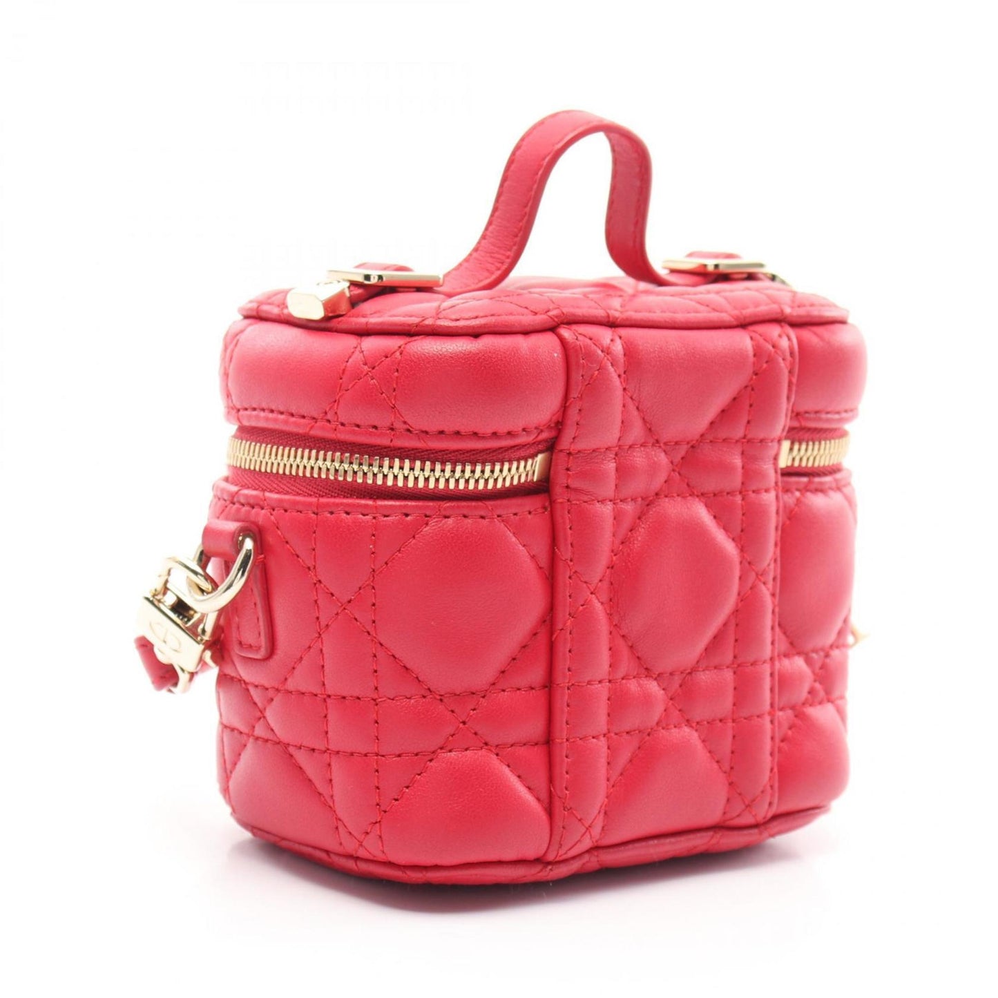 Christian Dior Lady Dior Red Color Leather Handbag  