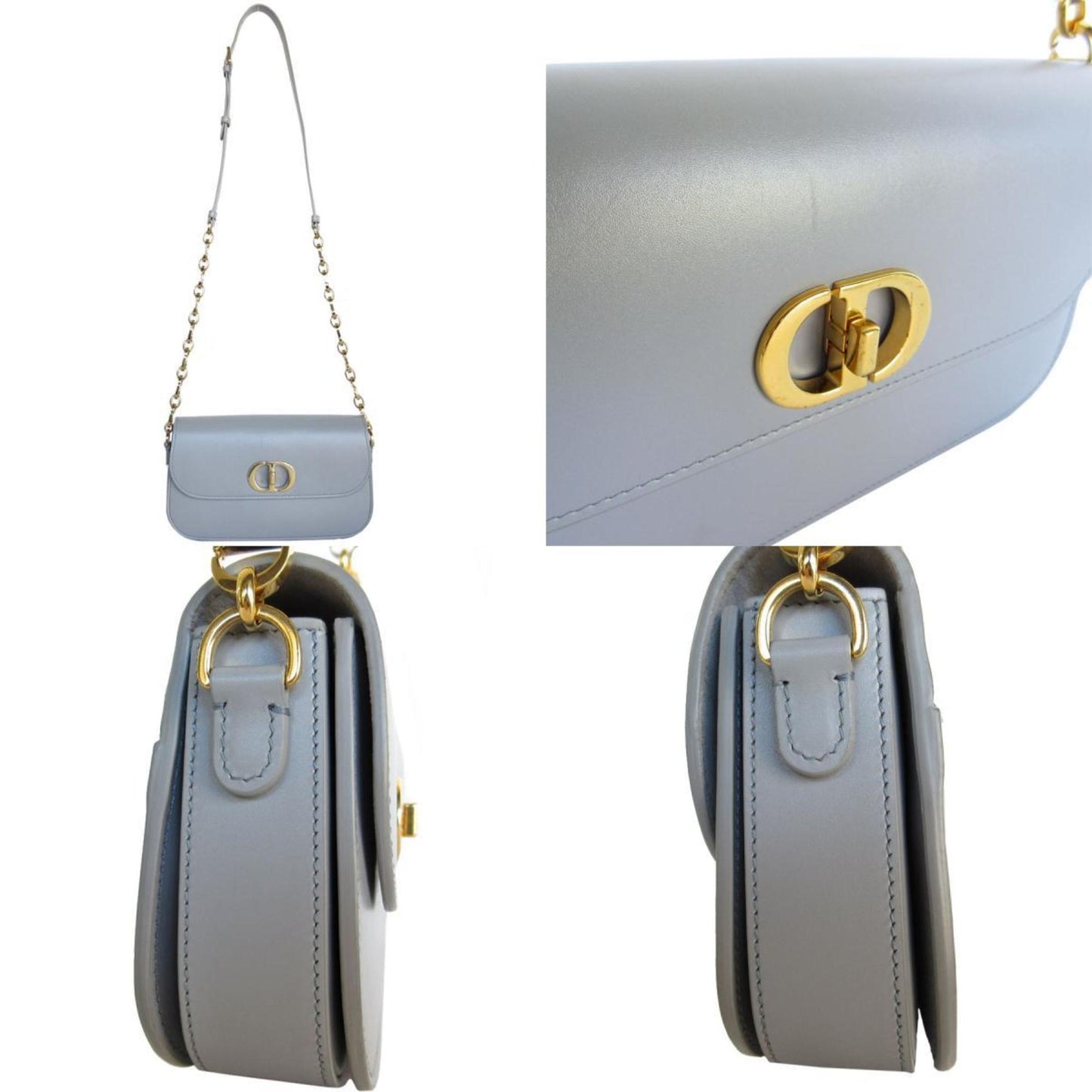 Christian Dior Gray Leather Shoulder Bag  