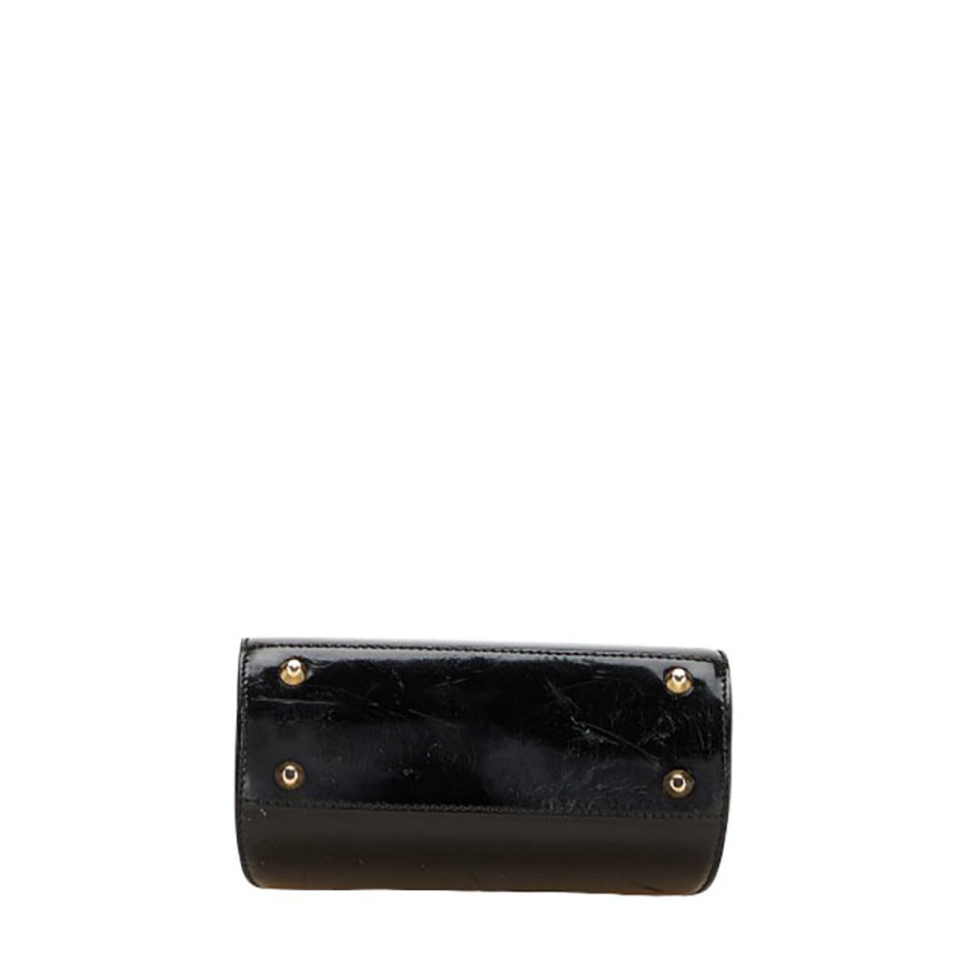 Christian Dior Black Patent Leather Handbag Shoulder Bag  