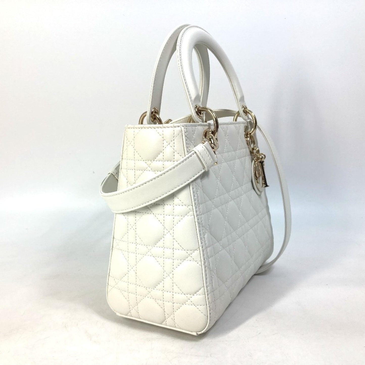 Christian Dior White Leather Handbag Shoulder Bag  
