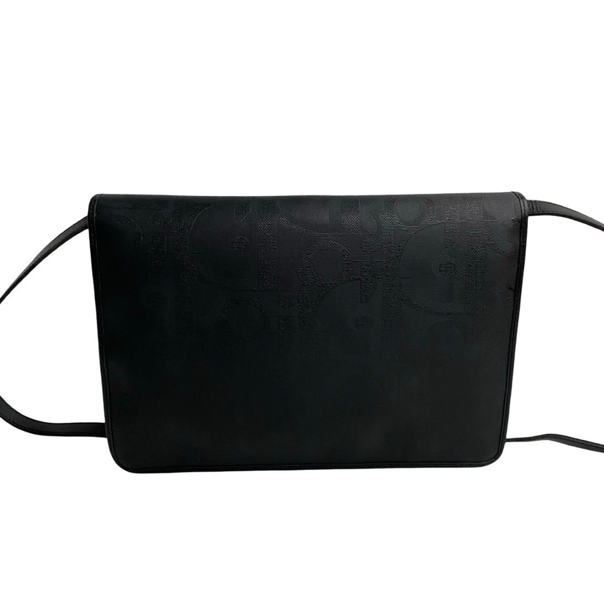 Christian Dior Black Leather Pvc Pochette Shoulder Bag  