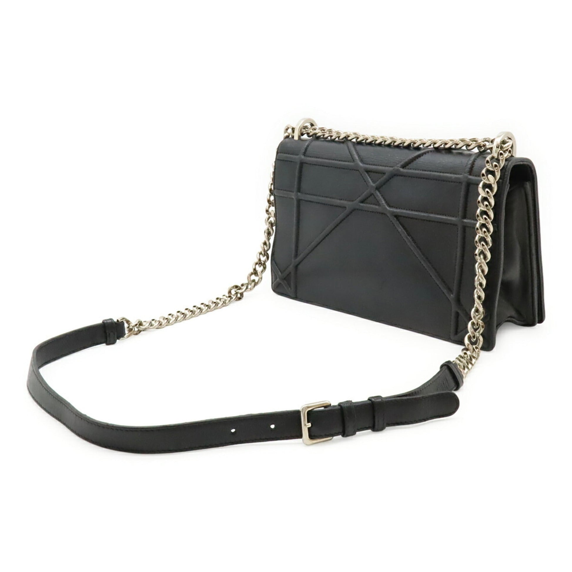 Christian Dior Black Leather Clutch Bag Shoulder Bag  