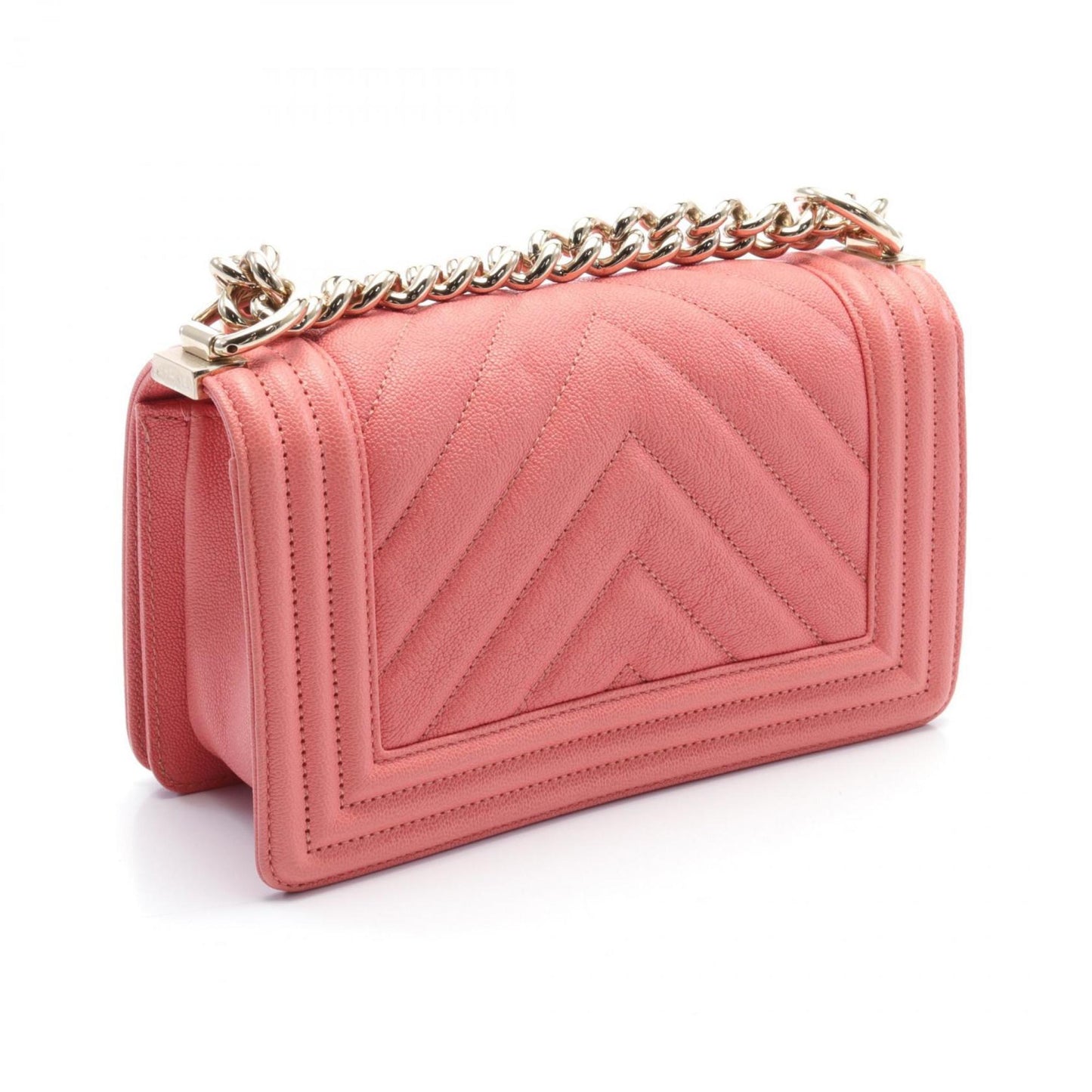 CHANEL Boy Chanel V stitch shoulder bag caviar skin women s pink