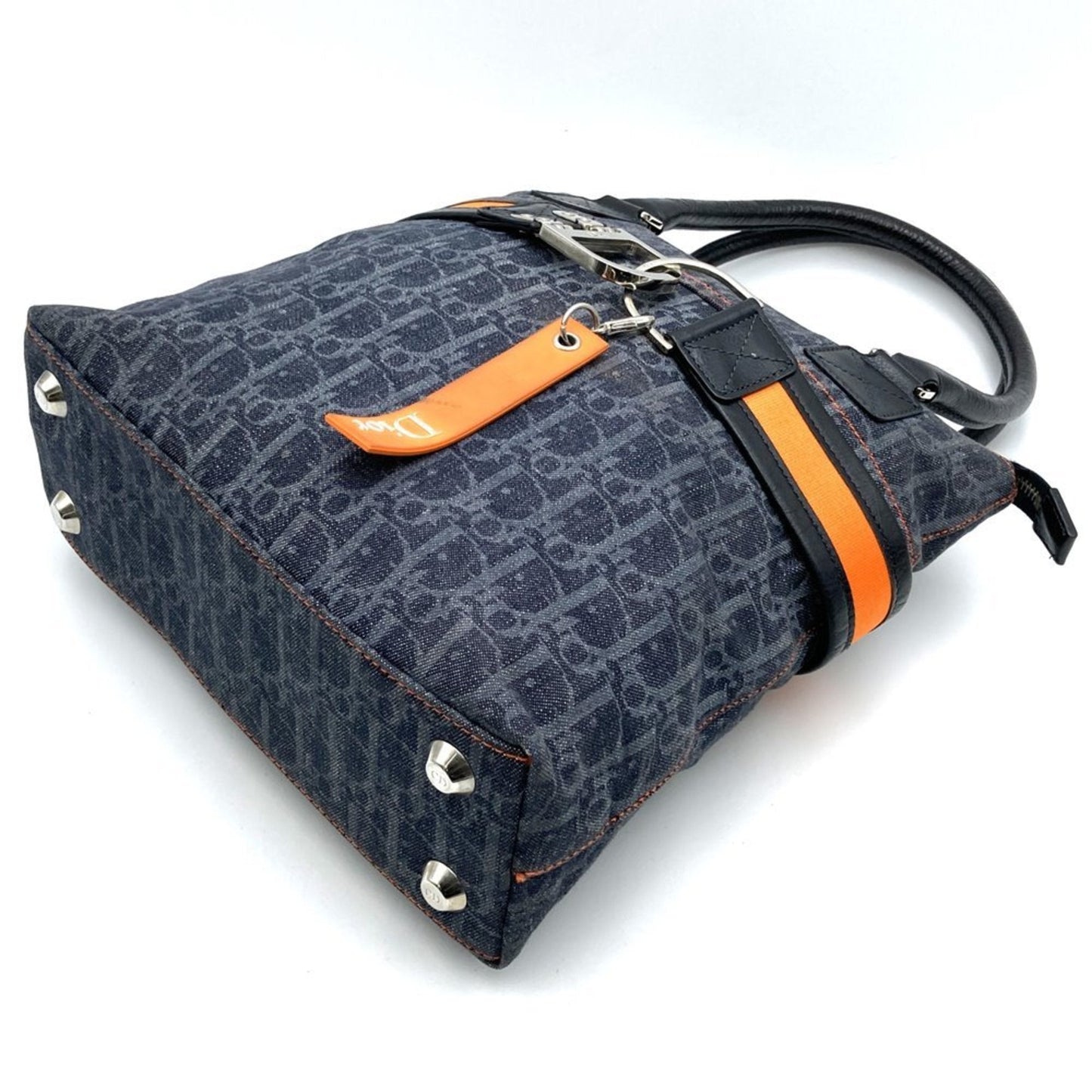 Christian Dior Navy Denim Leather Tote Bag  
