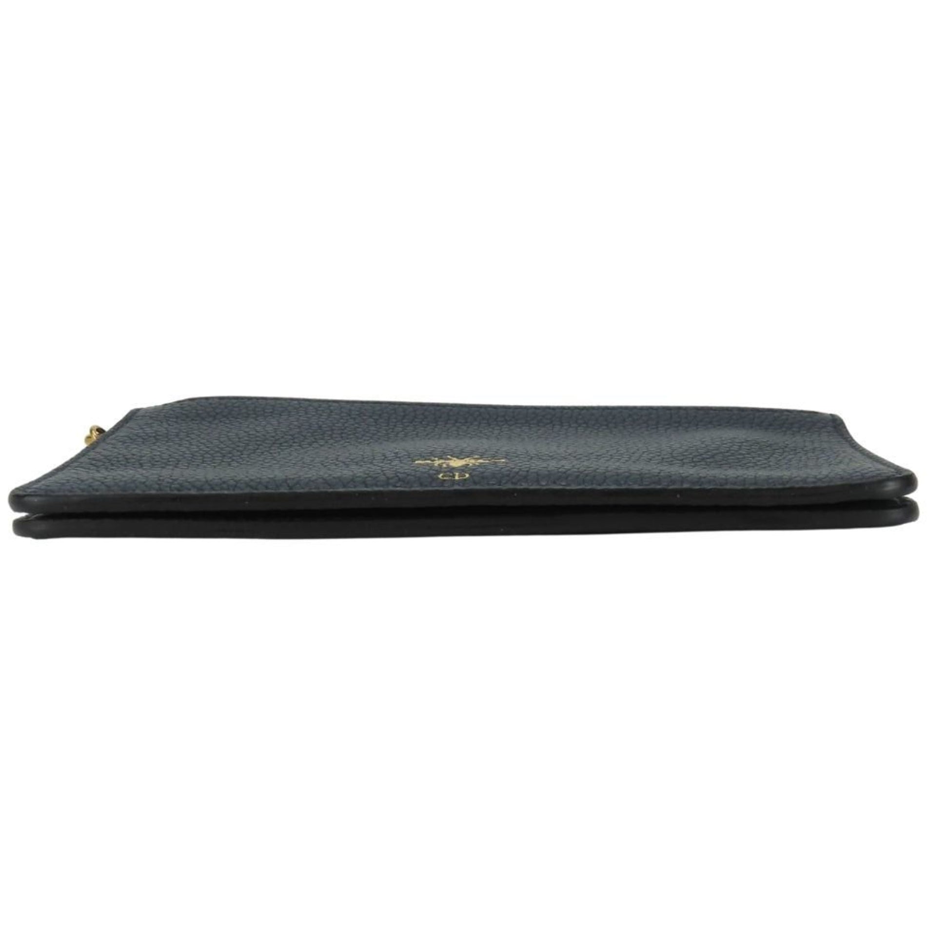 Christian Dior Navy Leather Clutch Bag Pouch  