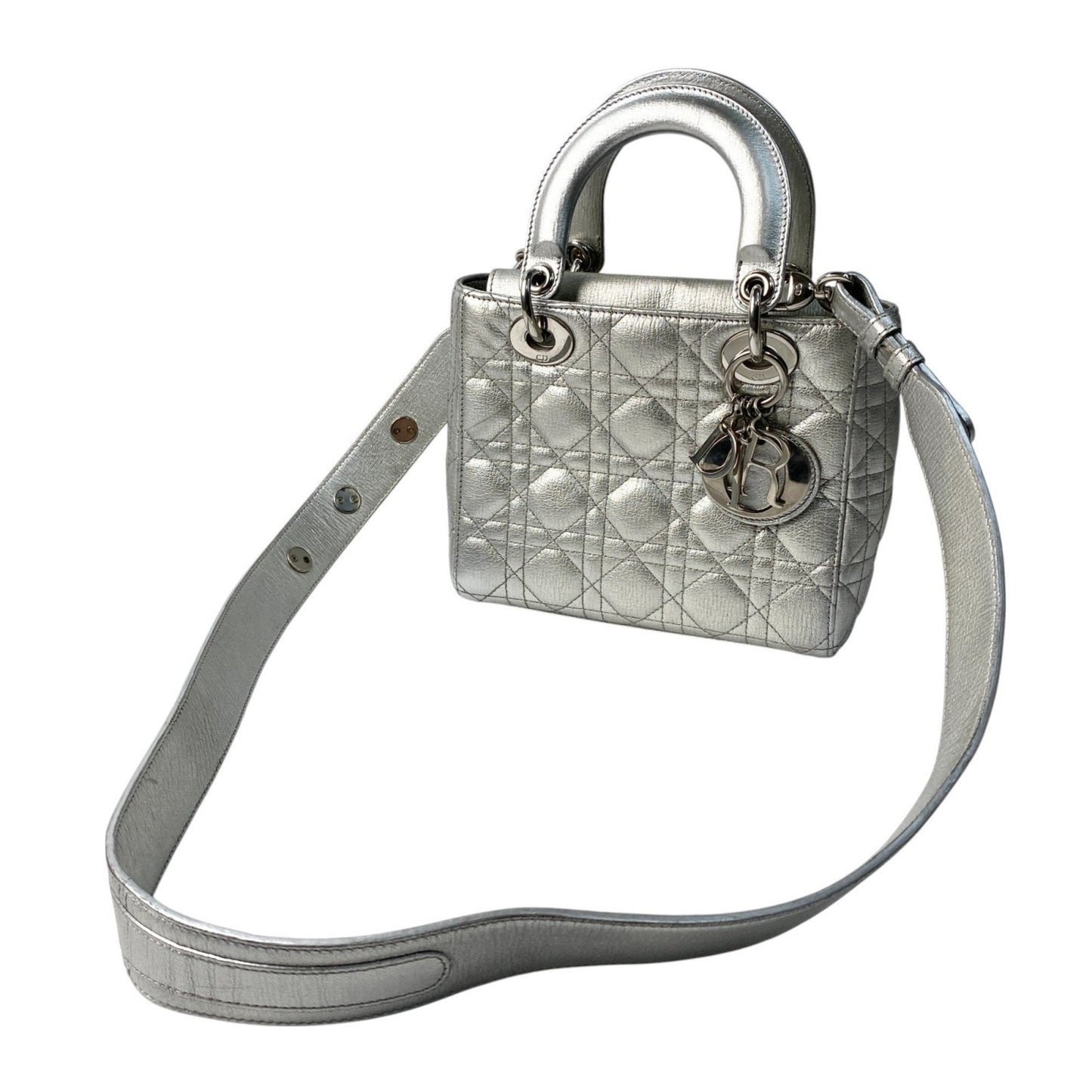 Christian Dior Silver Leather Handbag Shoulder Bag  