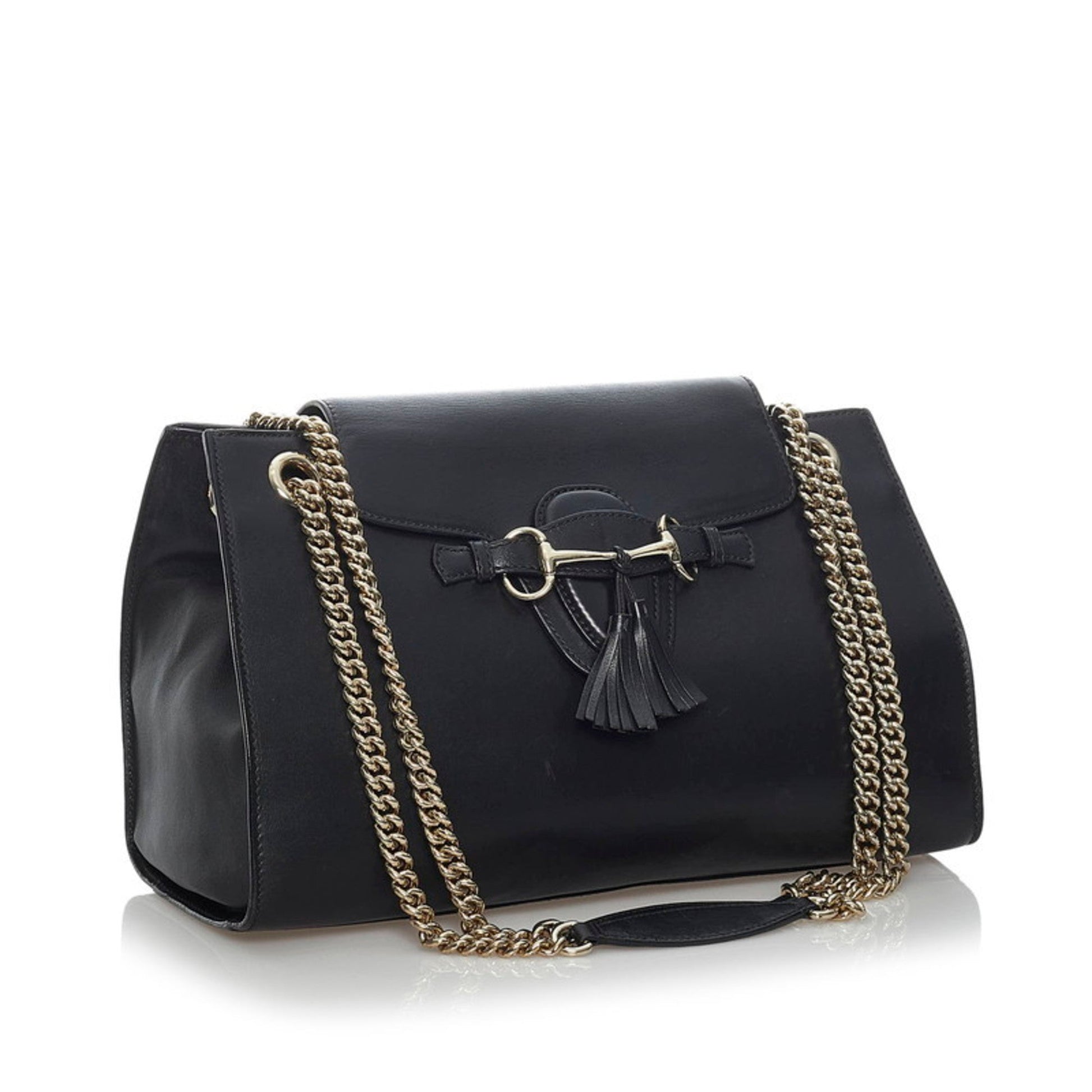 Gucci Horsebit Black Leather Chain Shoulder Bag