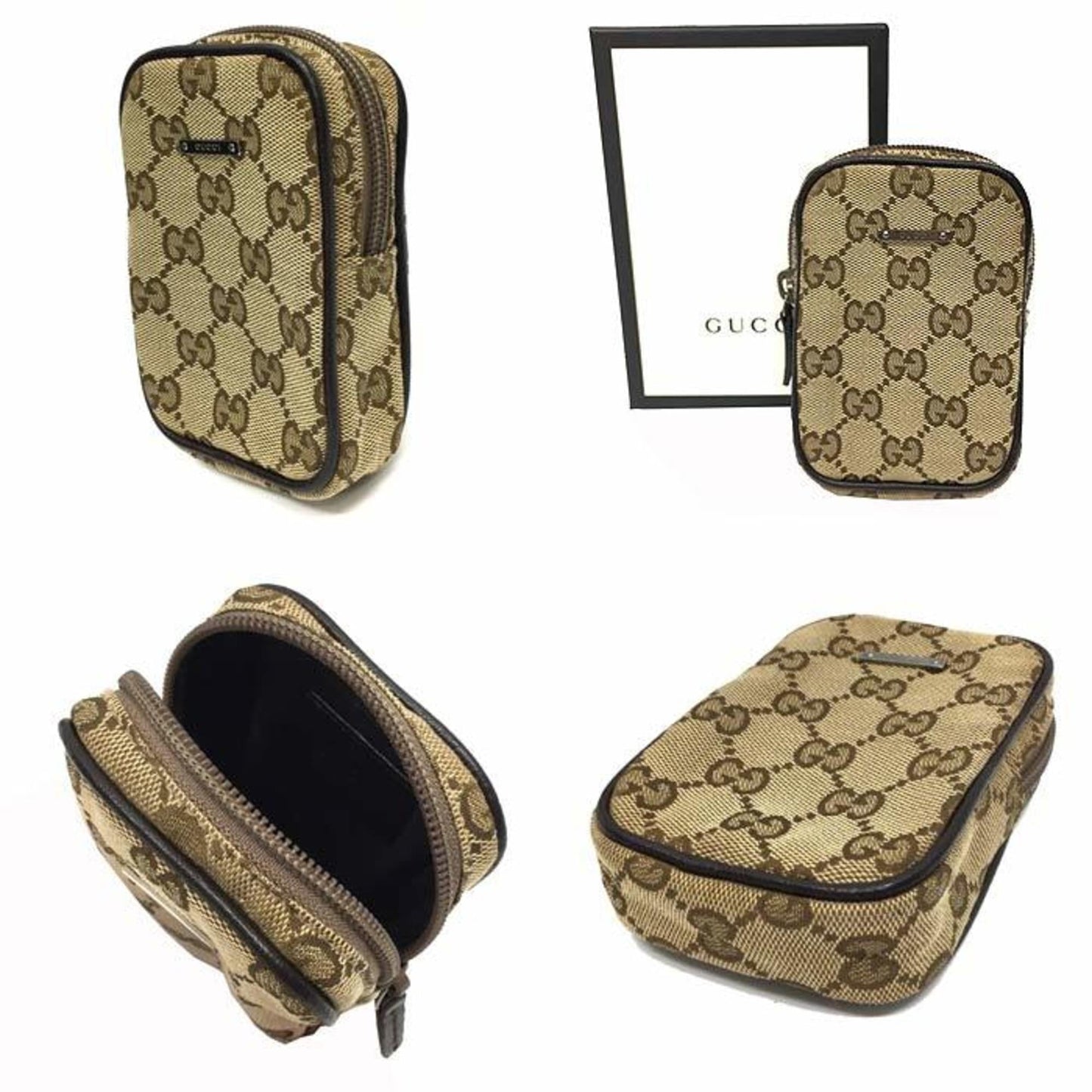 Gucci Beige Leather Canvas Clutch Style 1