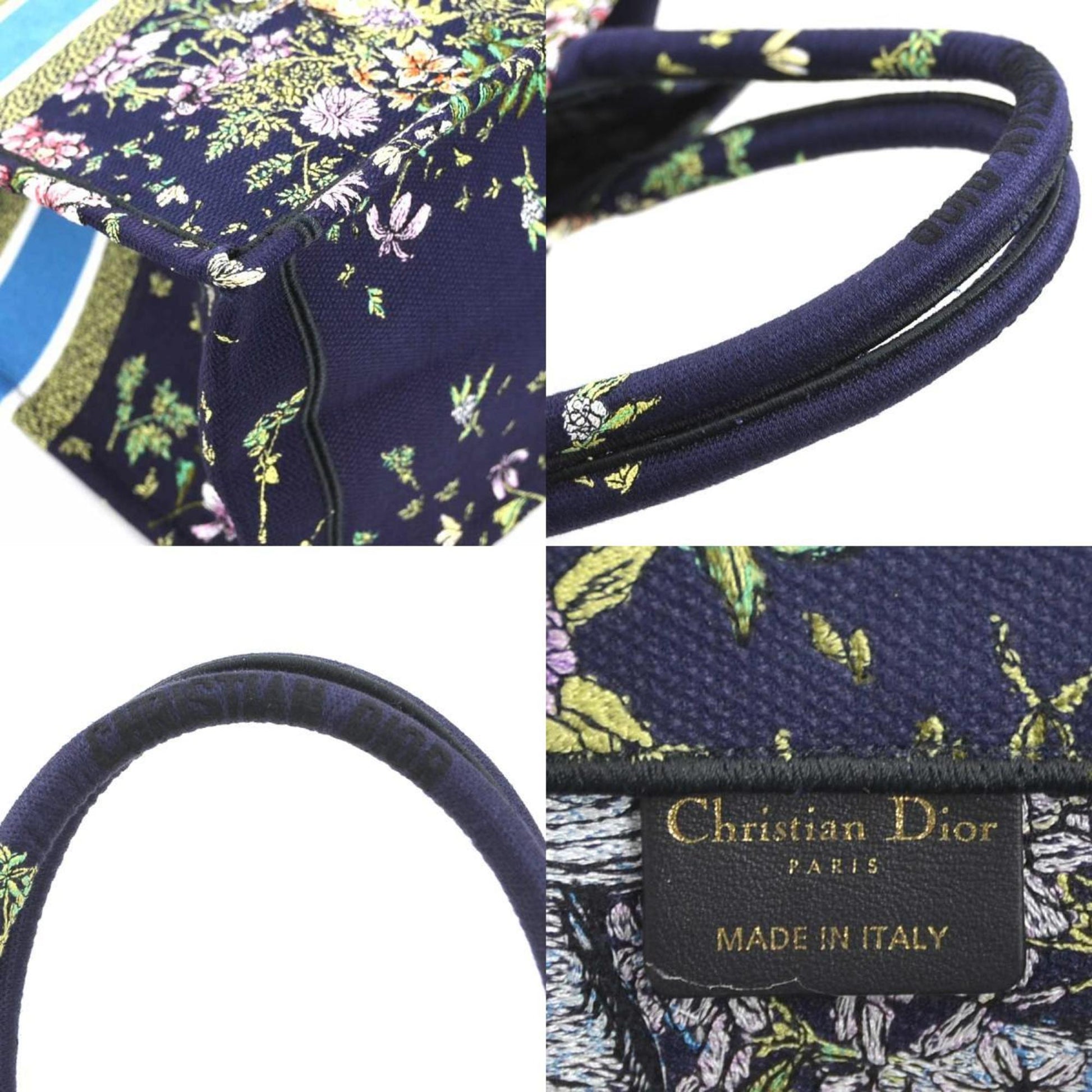 Christian Dior Navy Canvas Handbag Tote Bag  