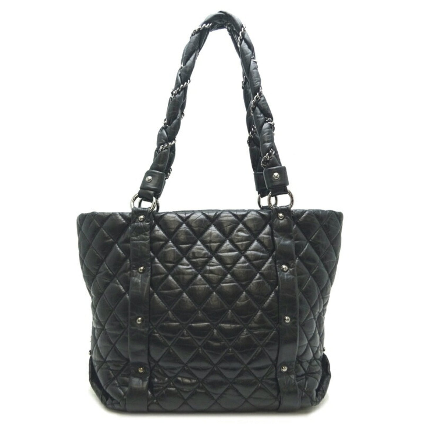 Chanel Bubble Quilted Leather Tote Bag Women s Shoulder Black