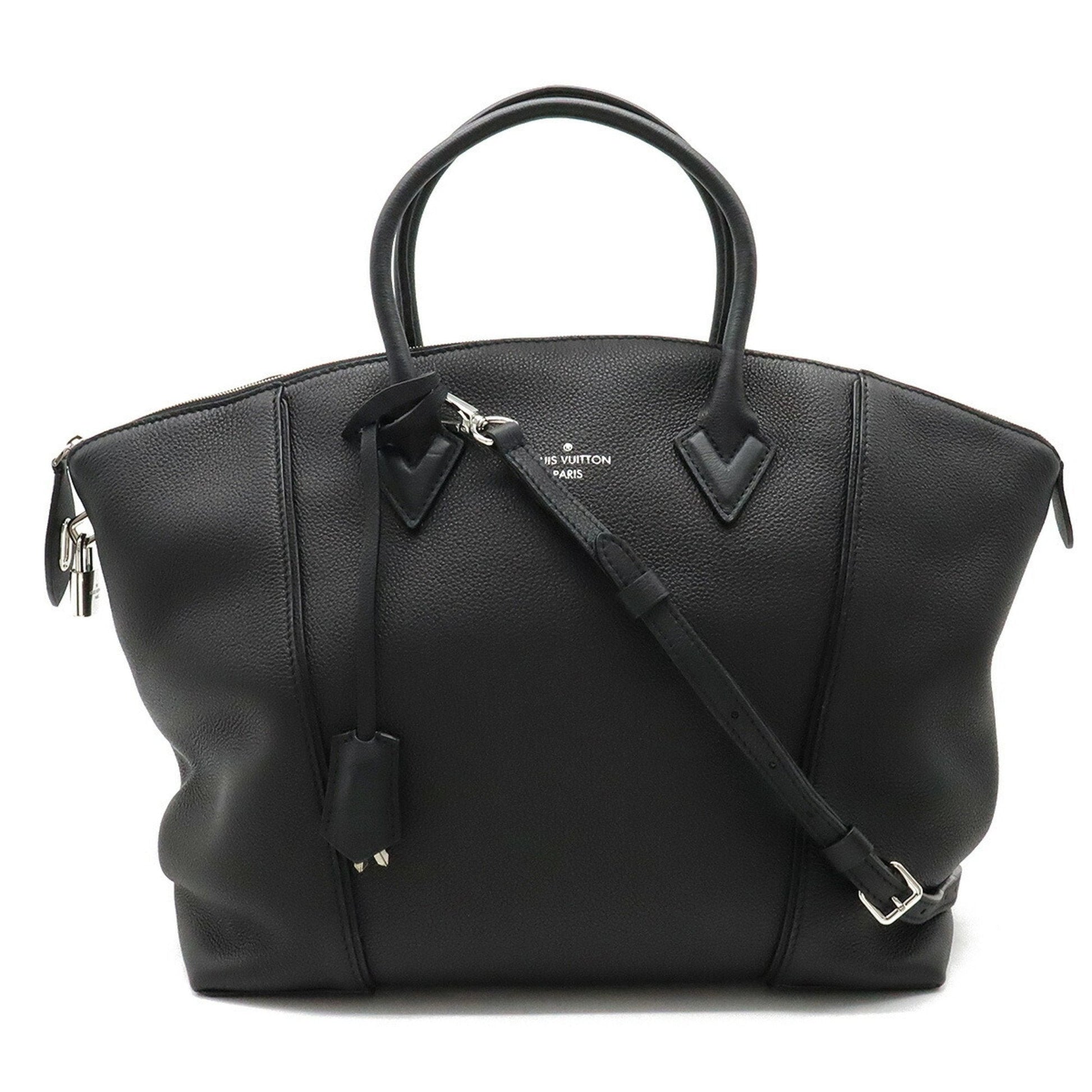 LOUIS VUITTON Parnasea Lockit MM Tote Bag Shoulder Vaux Casimir Leather Noir Black