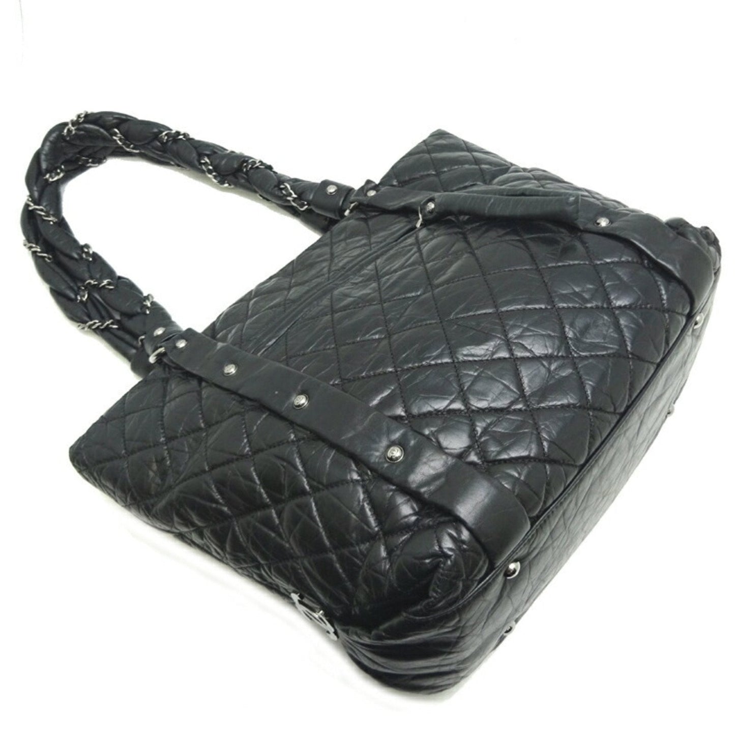 Chanel Bubble Quilted Leather Tote Bag Women s Shoulder Black