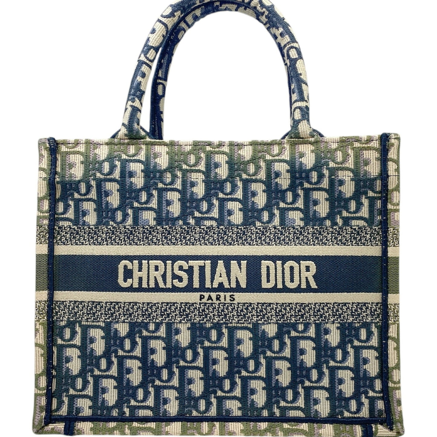 Christian Dior Khaki Navy Pink Canvas Handbag Tote Bag  