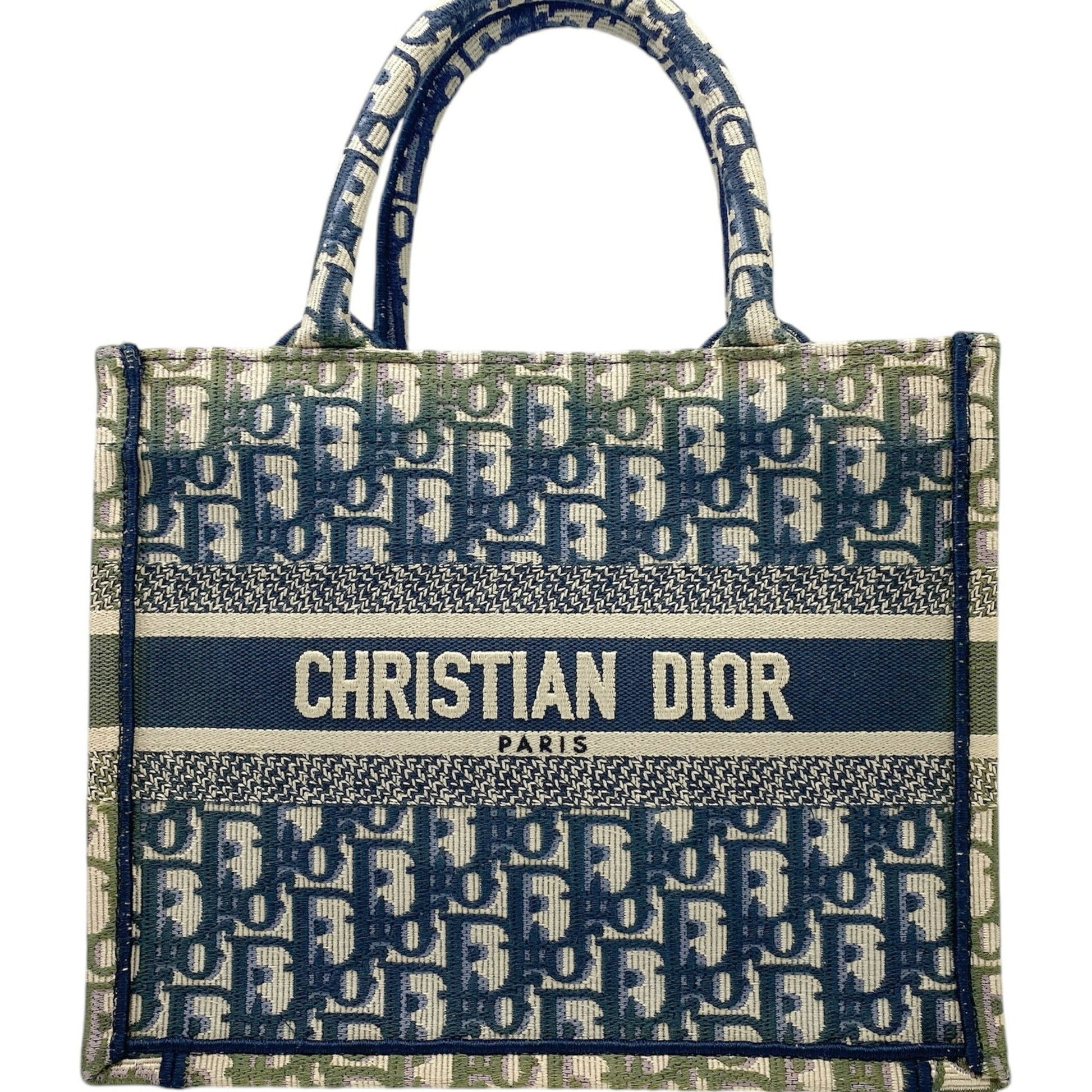 Christian Dior Khaki Navy Pink Canvas Handbag Tote Bag  