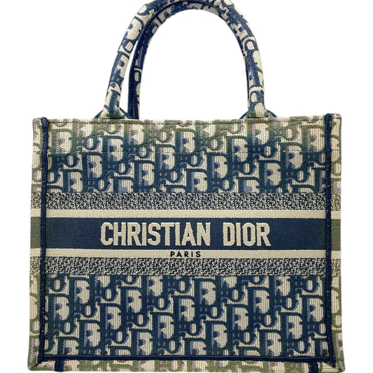 Christian Dior Khaki Navy Pink Canvas Handbag Tote Bag  